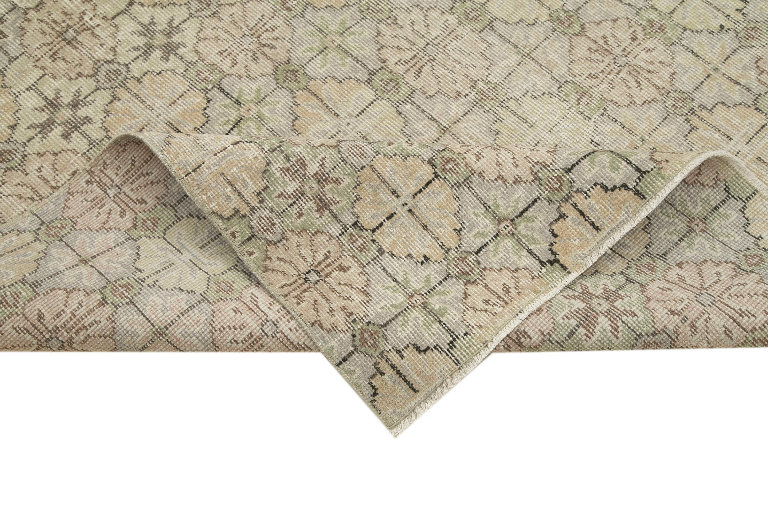 Handmade Kilim Rug – Beige Checkered Cotton Wool Area Rug 5'4'' x 9'5'' Flat Weave