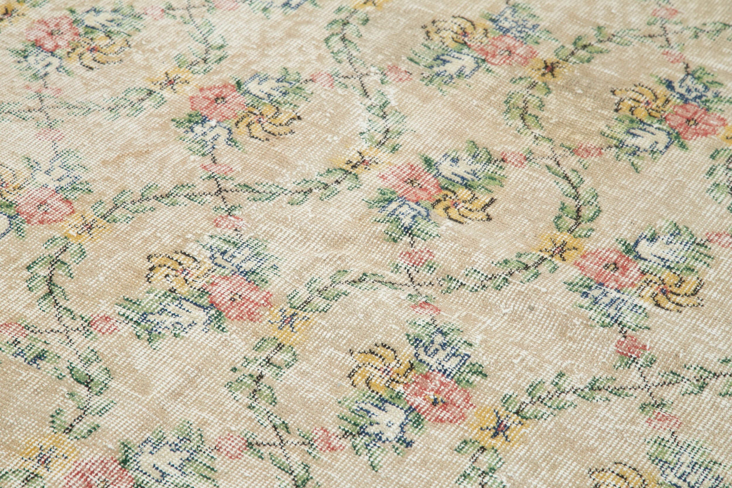 Handmade Area Rug - Checkered Kilim Beige Cotton Wool Woven Rug 5'5''x8'6''