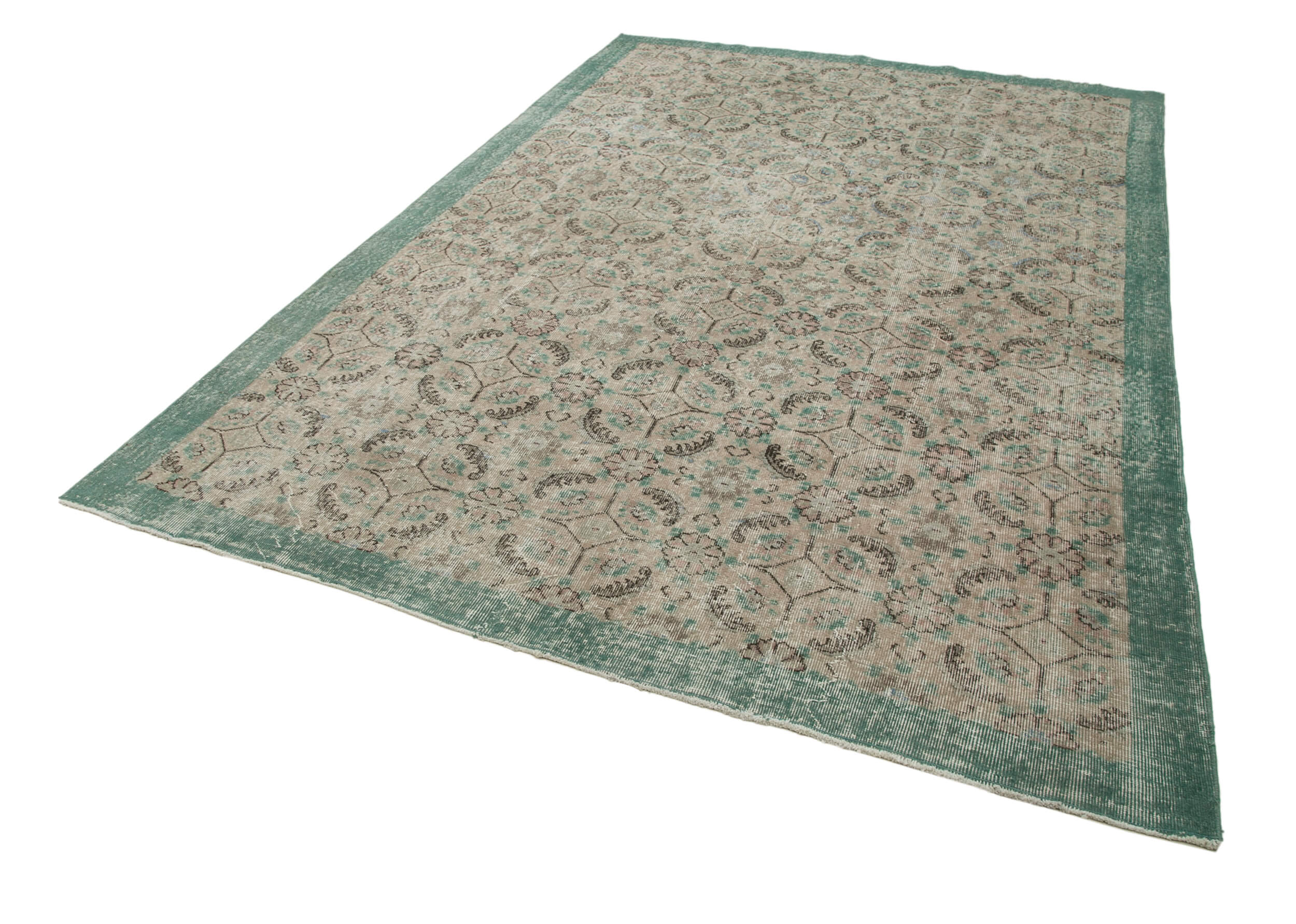 Handmade Area Rug - Beige Checkered Kilim Cotton Wool, Soft Textured Durable Carpet 6'11''x10'1''