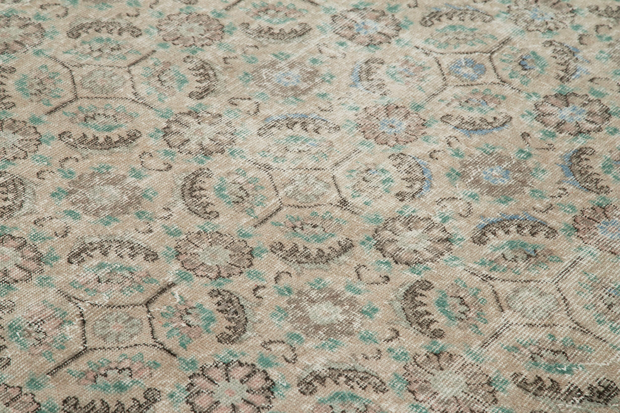 Handmade Area Rug - Beige Checkered Kilim Cotton Wool, Soft Textured Durable Carpet 6'11''x10'1''