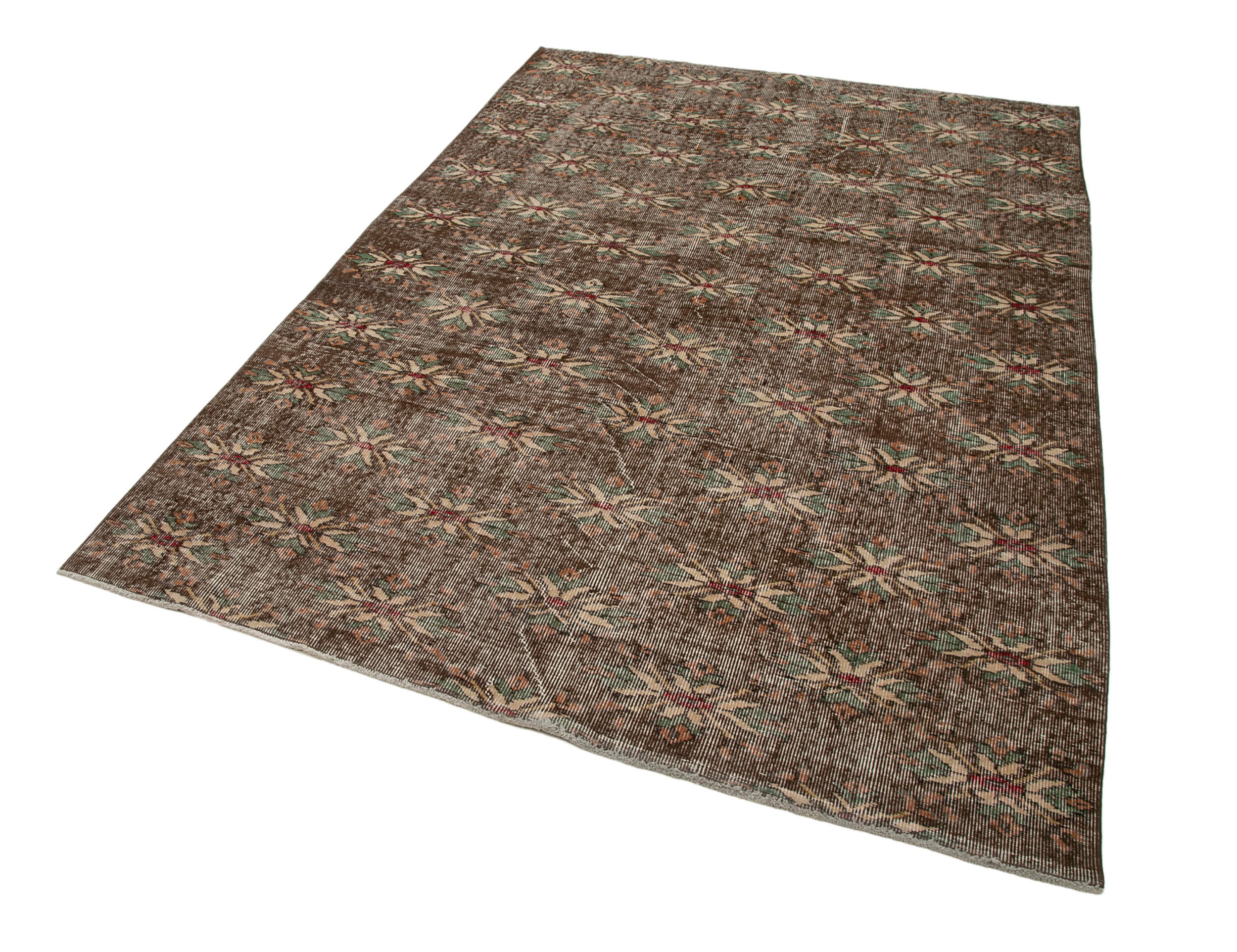Handmade Area Rug - Checkered Kilim Brown Wool Cotton Rug 5'3" x 7'9"