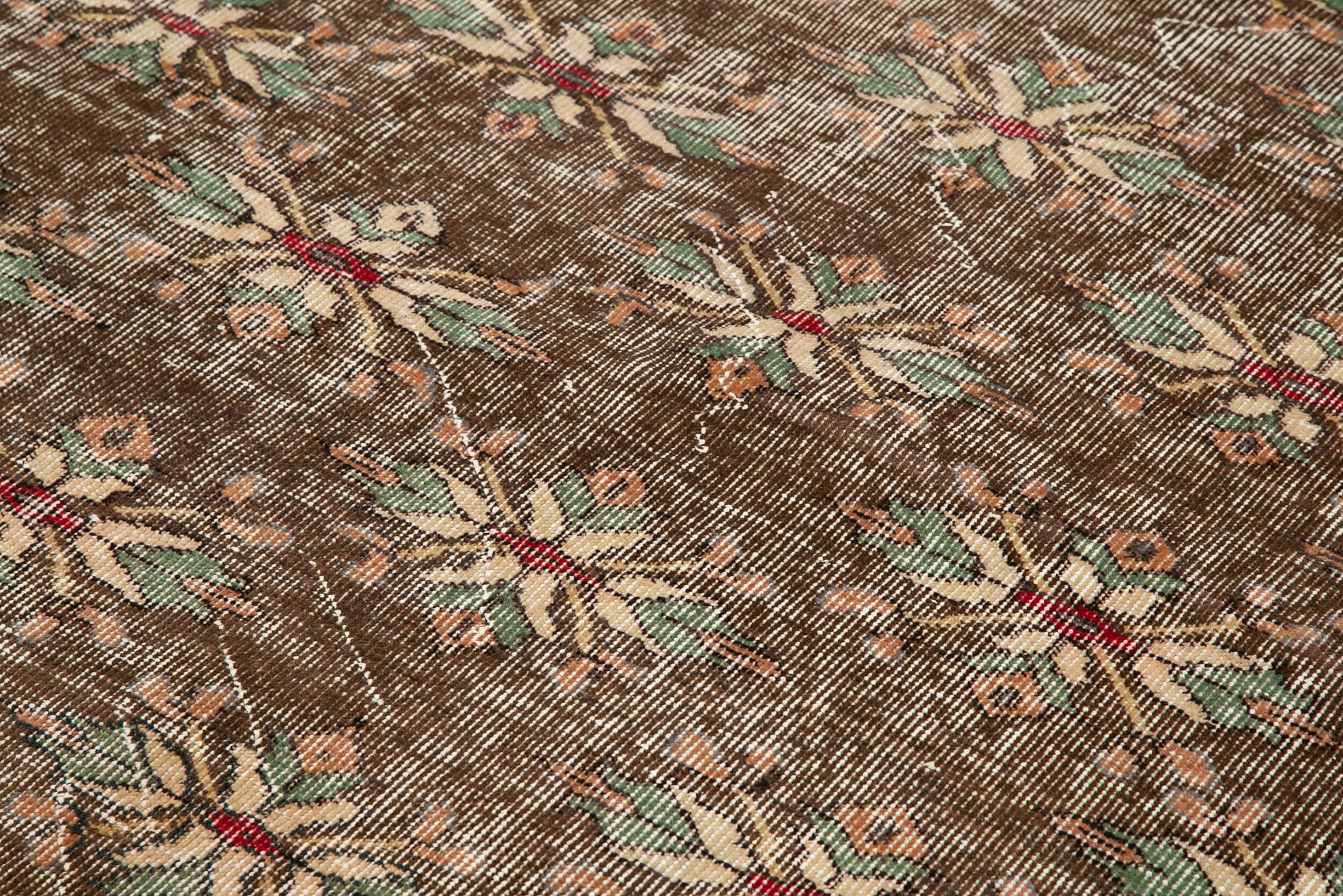 Handmade Area Rug - Checkered Kilim Brown Wool Cotton Rug 5'3" x 7'9"