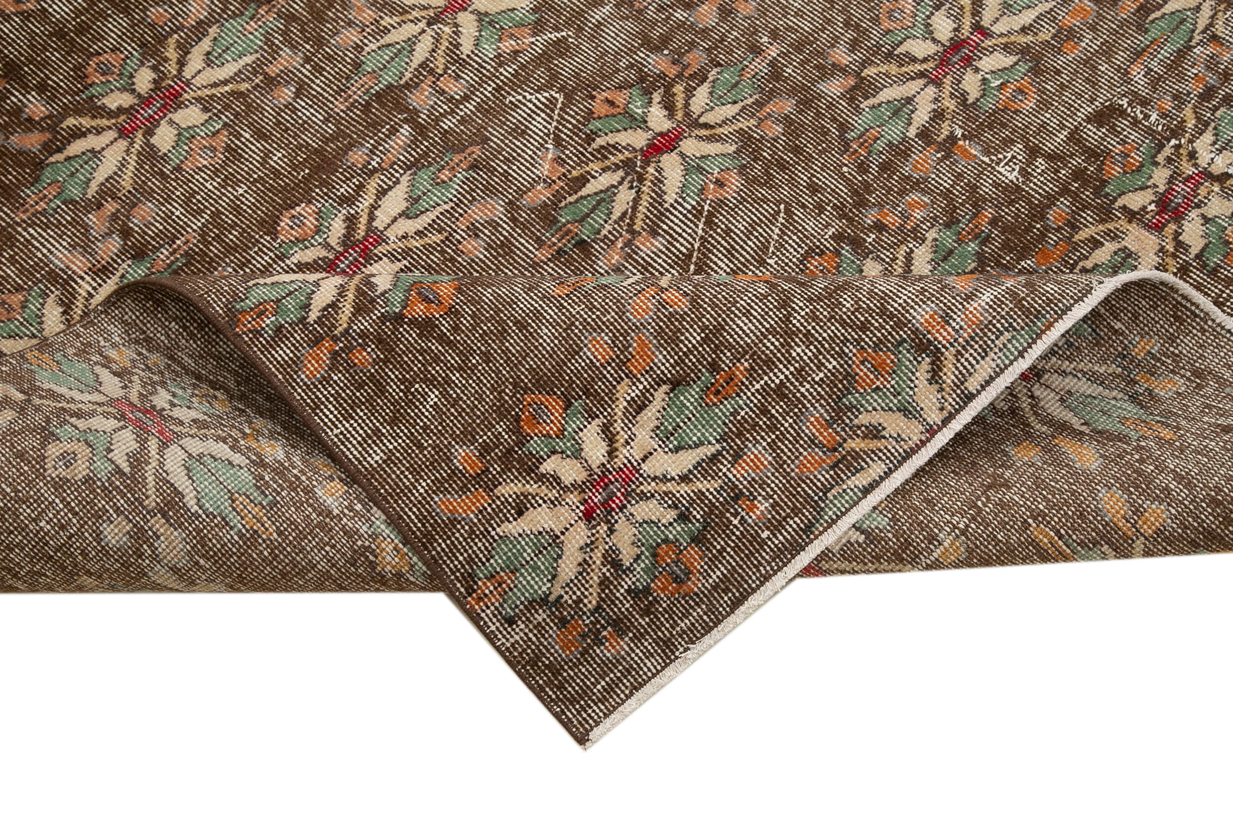 Handmade Area Rug - Checkered Kilim Brown Wool Cotton Rug 5'3" x 7'9"