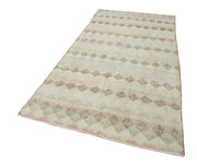 Handmade Area Rug - Beige Geometric Cotton Wool Rug, Durable Soft Textured Carpet 4'4''x8'11''