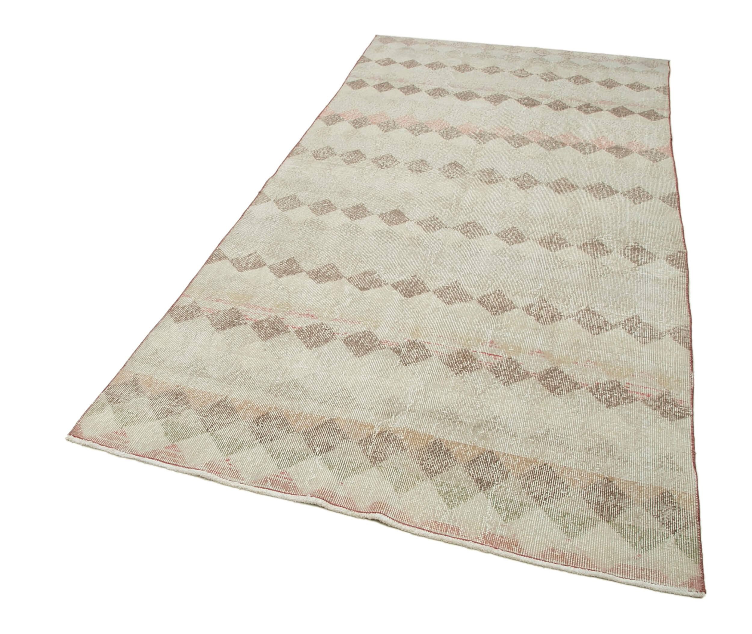 Handmade Area Rug - Beige Geometric Cotton Wool Rug, Durable Soft Textured Carpet 4'4''x8'11''