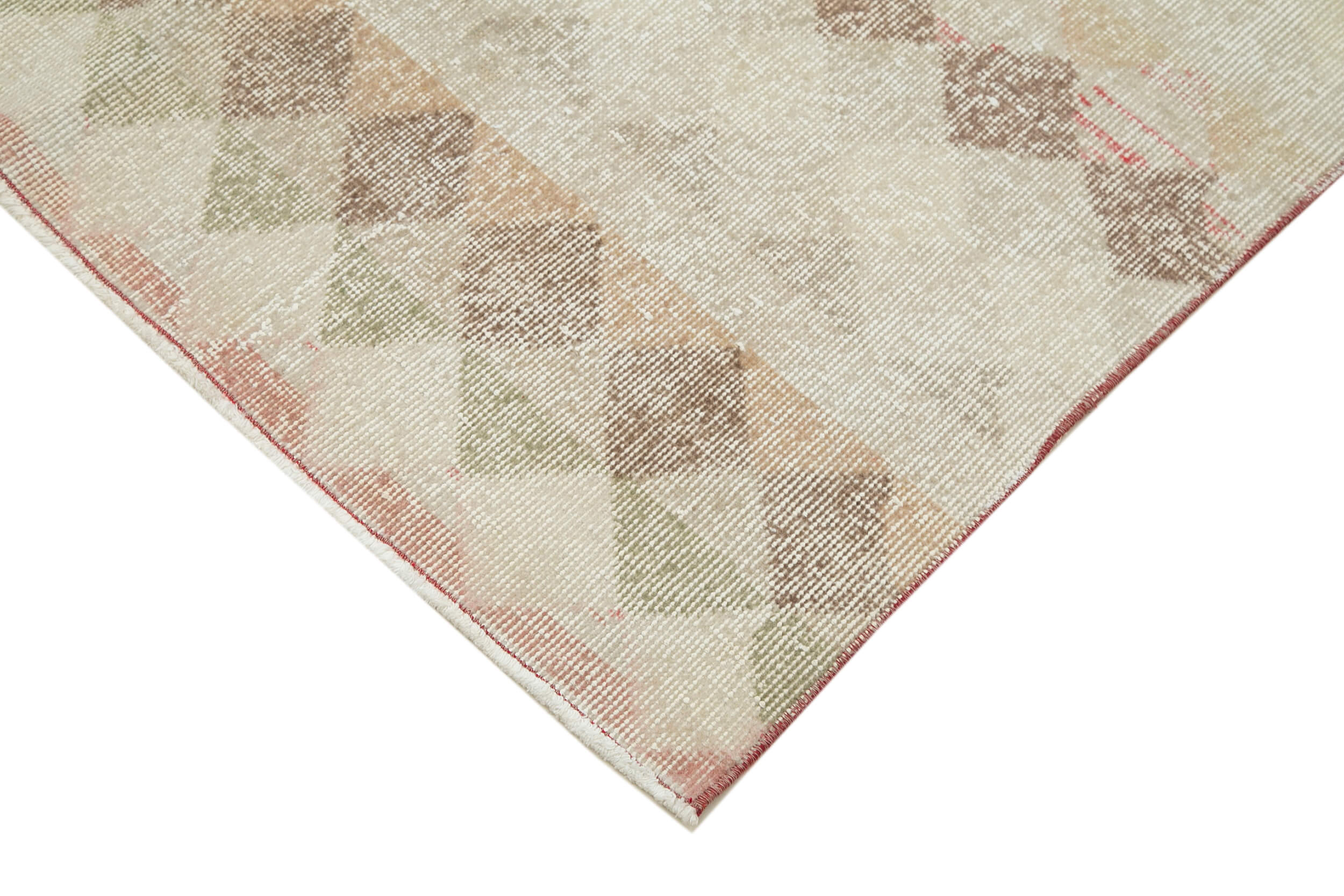 Handmade Area Rug - Beige Geometric Cotton Wool Rug, Durable Soft Textured Carpet 4'4''x8'11''