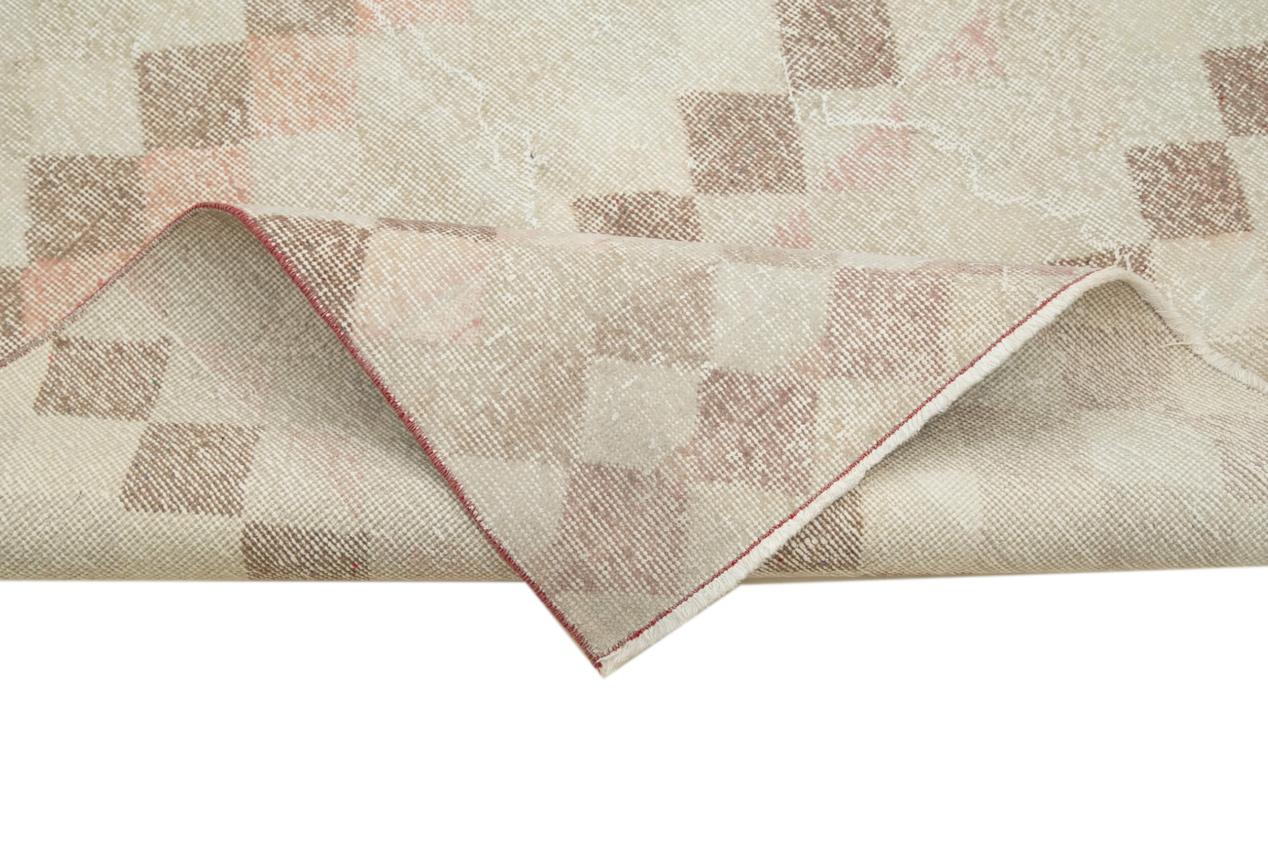 Handmade Area Rug - Beige Geometric Cotton Wool Rug, Durable Soft Textured Carpet 4'4''x8'11''