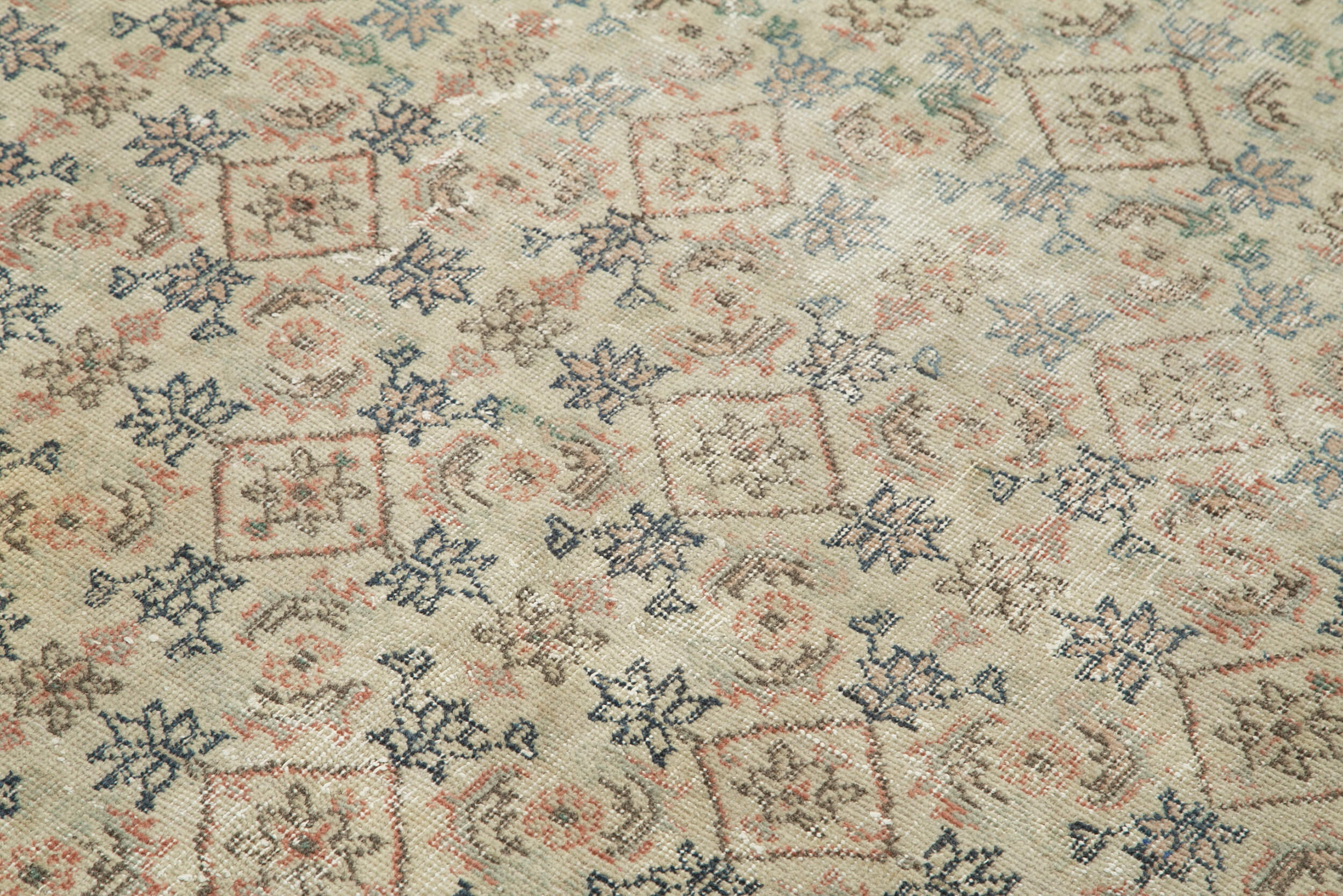 Handmade Area Rug - Checkered Kilim Turkish Wool Carpet 4'8''x7'9'' Beige Cotton