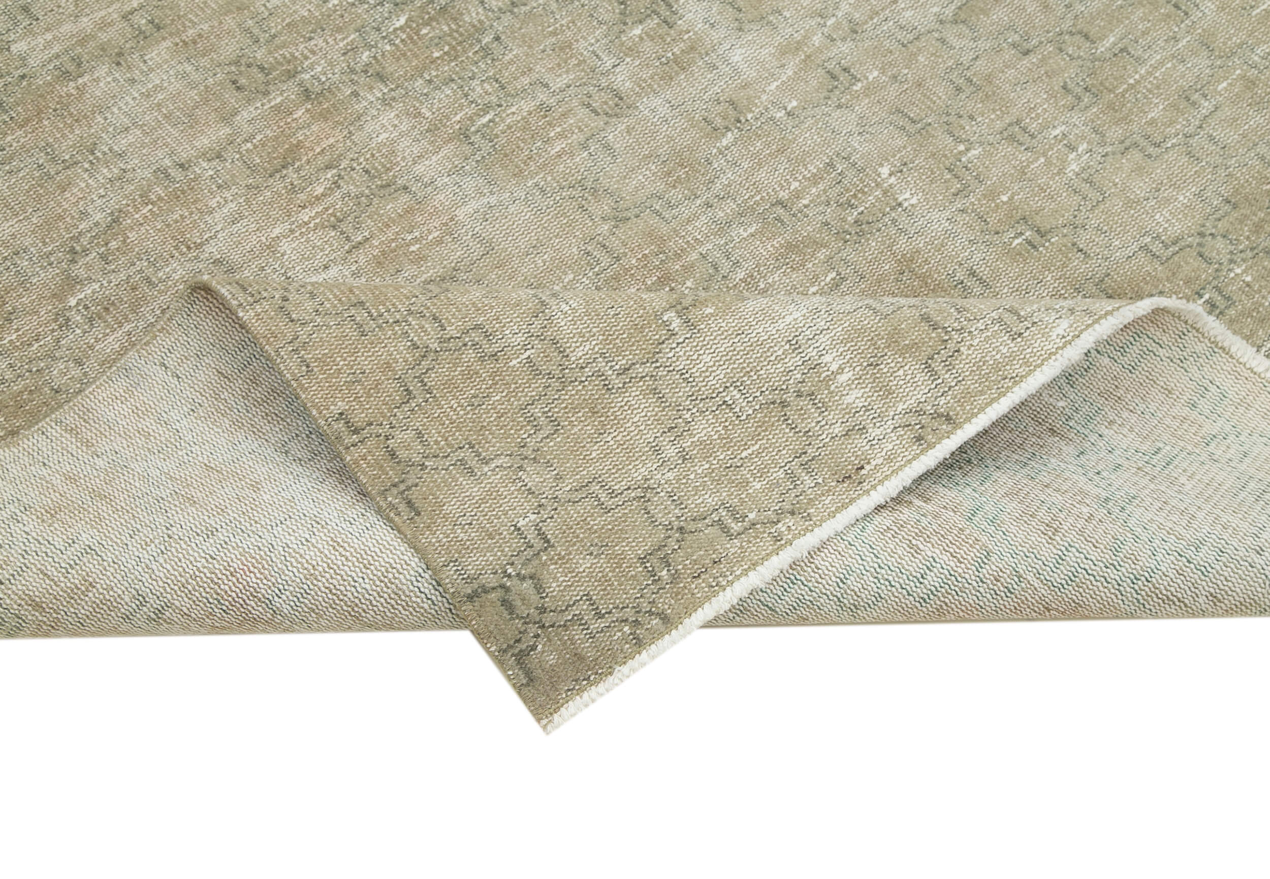 Handmade Area Rug - Checkered Kilim Beige Cotton Wool Rug 5'2'' x 8'7''