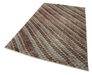 Handmade Cotton Wool Rug – Checkered Kilim 5'1"x8'4" | Natural Wool Carpet