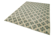 Handmade Cotton Wool Rug – Checkered Kilim Beige Wool Carpet 6'7''x9'8''