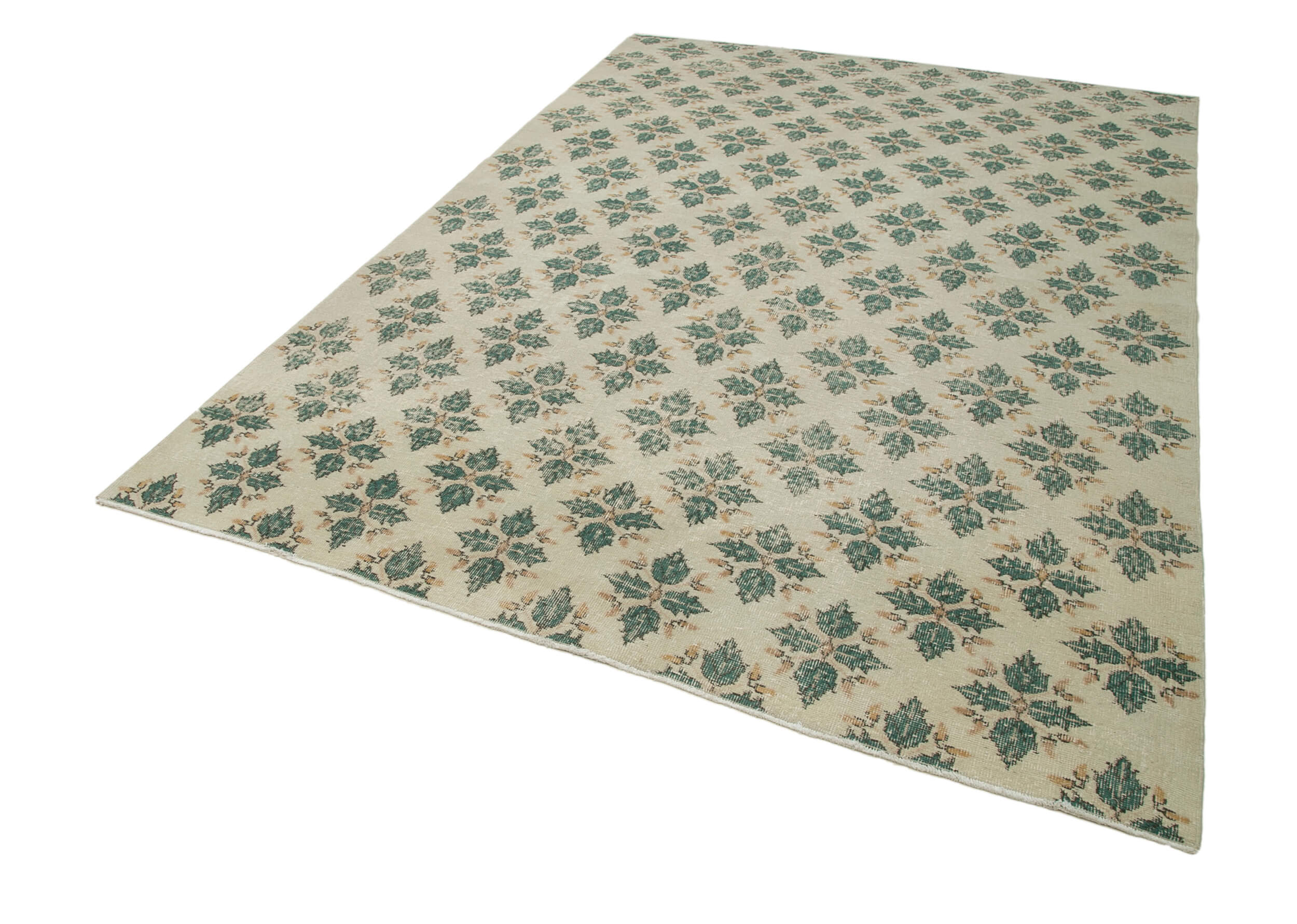 Handmade Cotton Wool Rug – Checkered Kilim Beige Wool Carpet 6'7''x9'8''