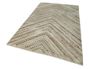 Handmade Kilim Rug - Checkered Beige Cotton Wool Area Rug 5'2'' x 8'7''