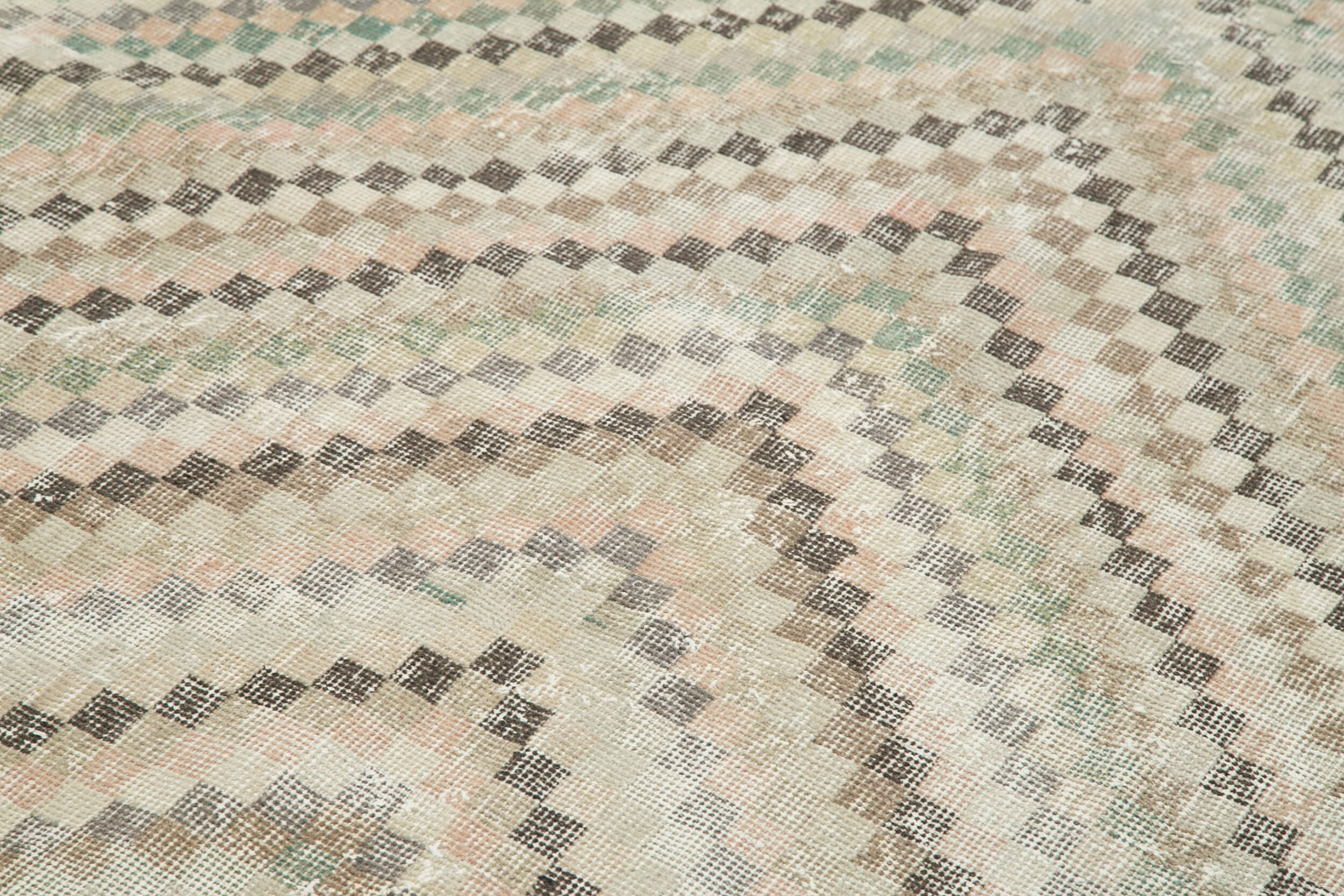 Handmade Kilim Rug - Checkered Beige Cotton Wool Area Rug 5'2'' x 8'7''