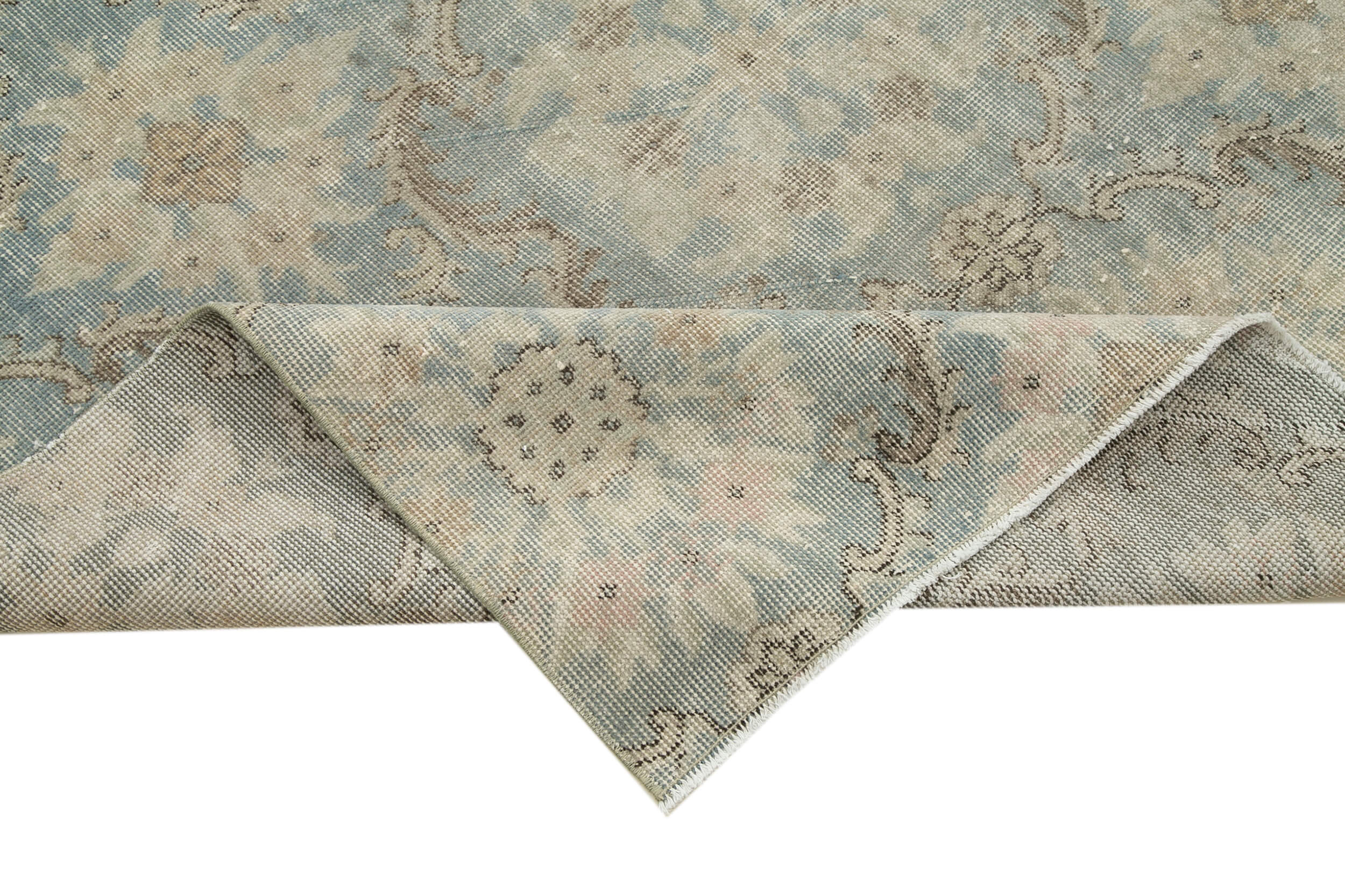 Handmade Cotton Wool Rug – Blue Checkered Kilim Carpet, Durable Woven Wool Rug 5'6''x9'3''