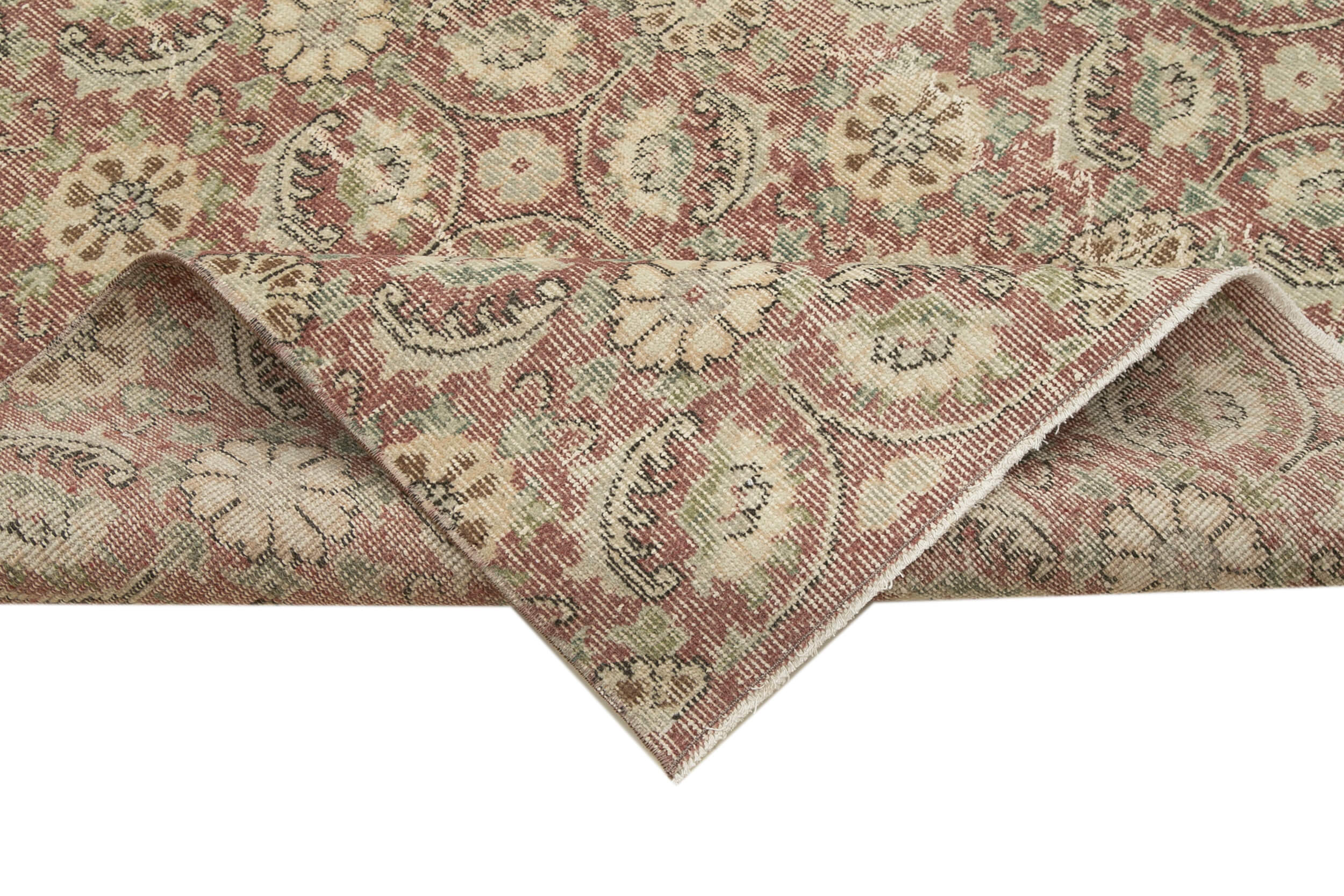 Handmade Area Rug - Checkered Kilim Red Cotton Wool Carpet 5'5'' x 8'8''