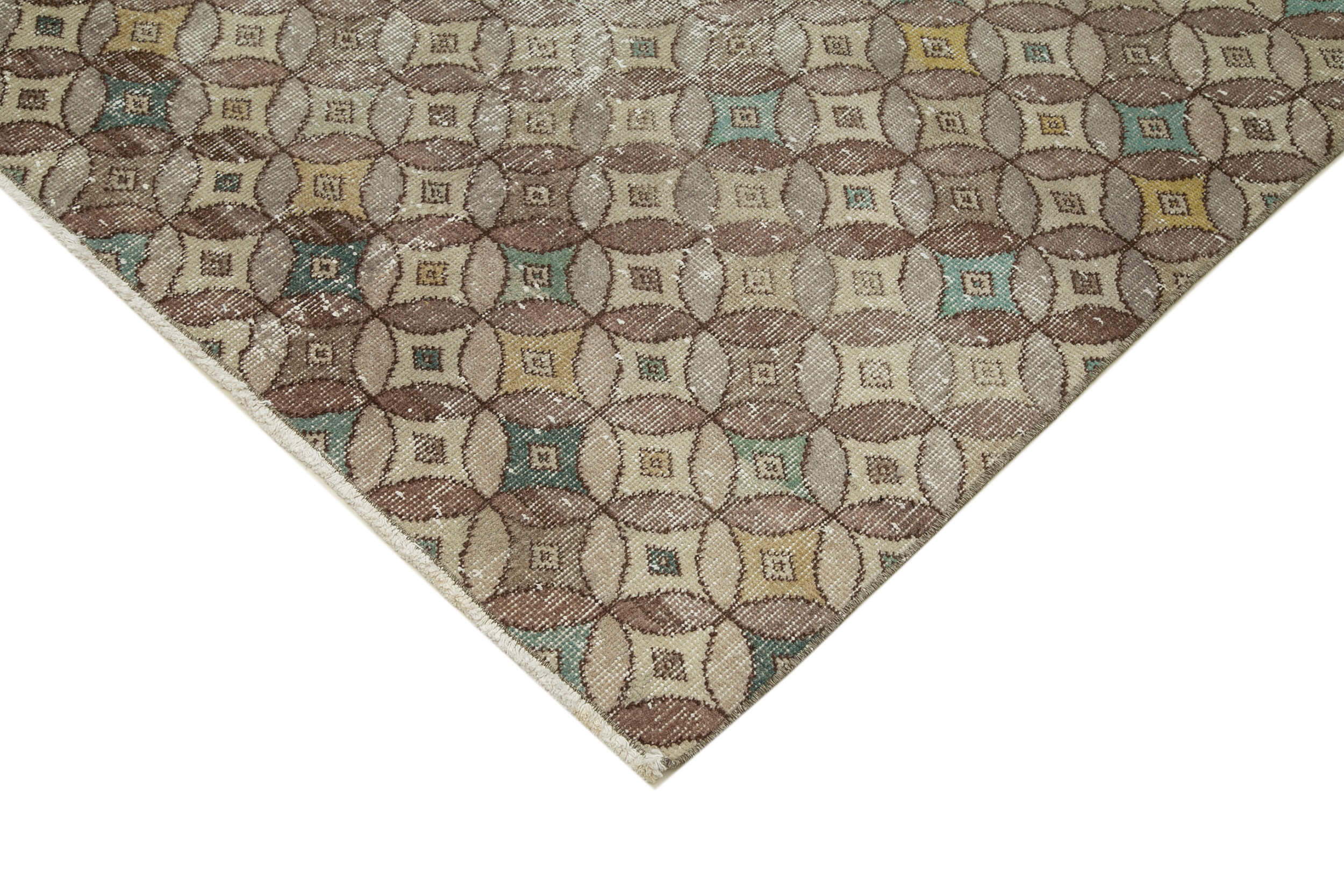 Handmade Wool Area Rug – Checkered Kilim Rug | Vintage Turkish Flat Weave 6'3''x8'5''