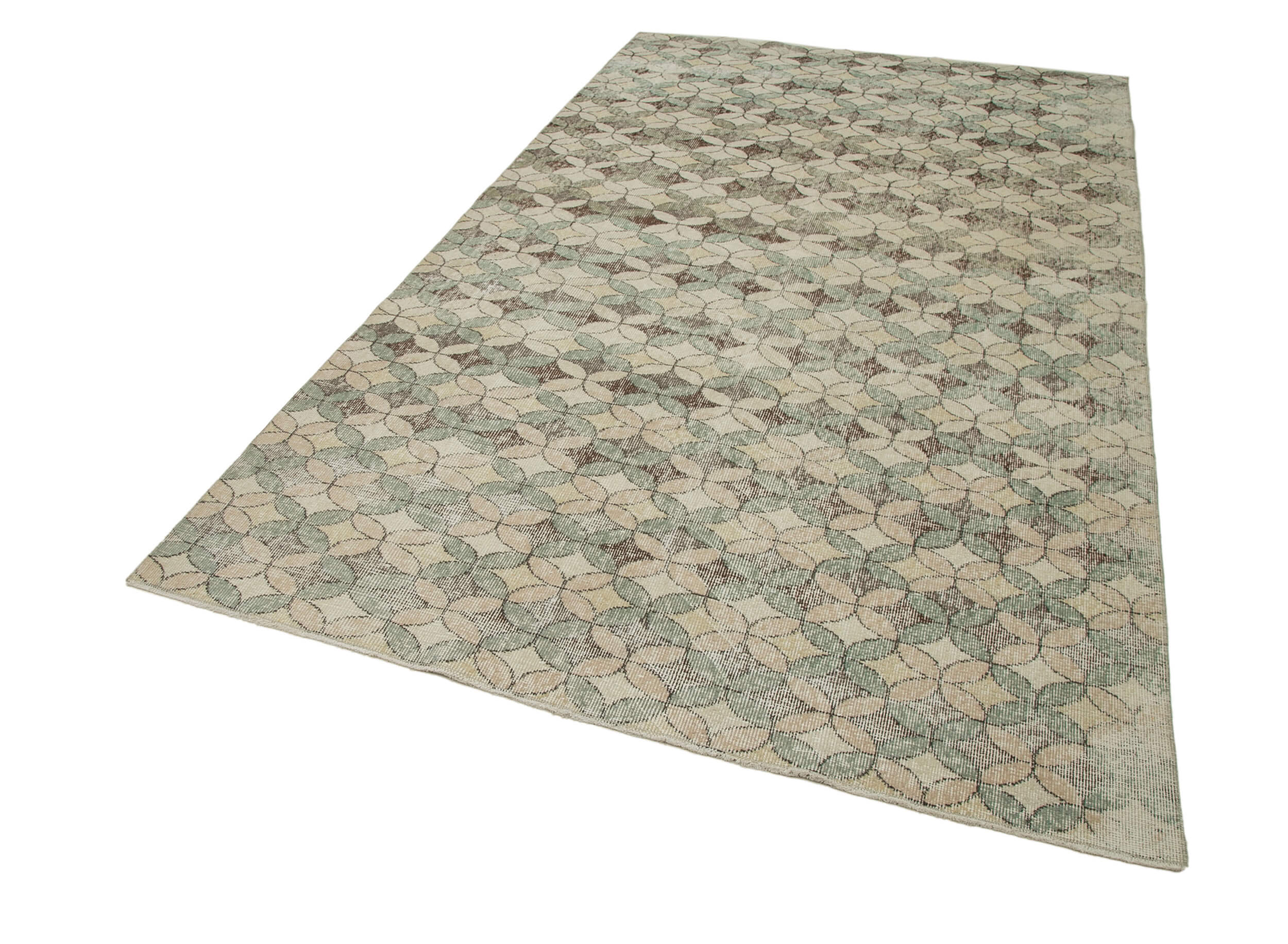 Handmade Kilim Rug – Checkered Pattern Cotton Wool Rug 5'6''x9'4'' Flat Weave Carpet