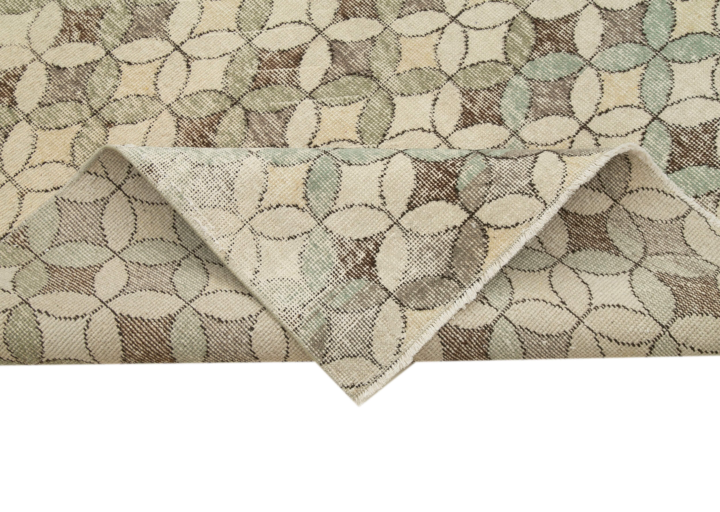 Handmade Kilim Rug – Checkered Pattern Cotton Wool Rug 5'6''x9'4'' Flat Weave Carpet