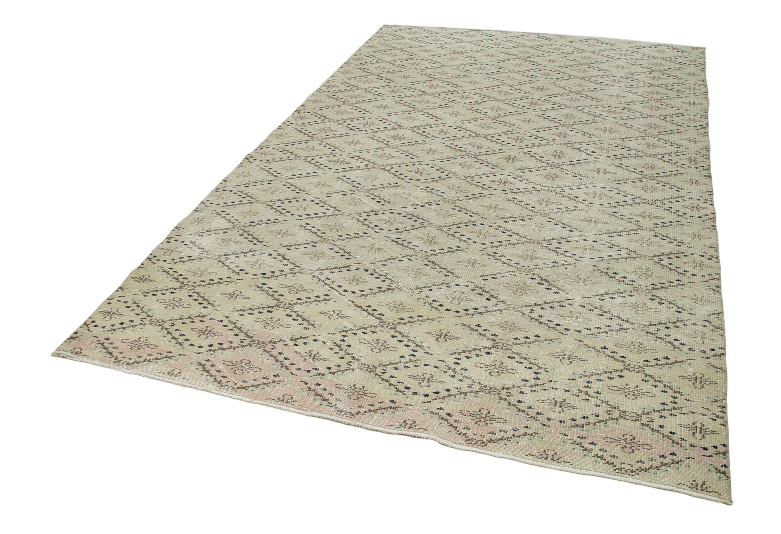 Checkered Kilim Beige Cotton Wool Handmade Area Rug 6'0'' x 10'0''