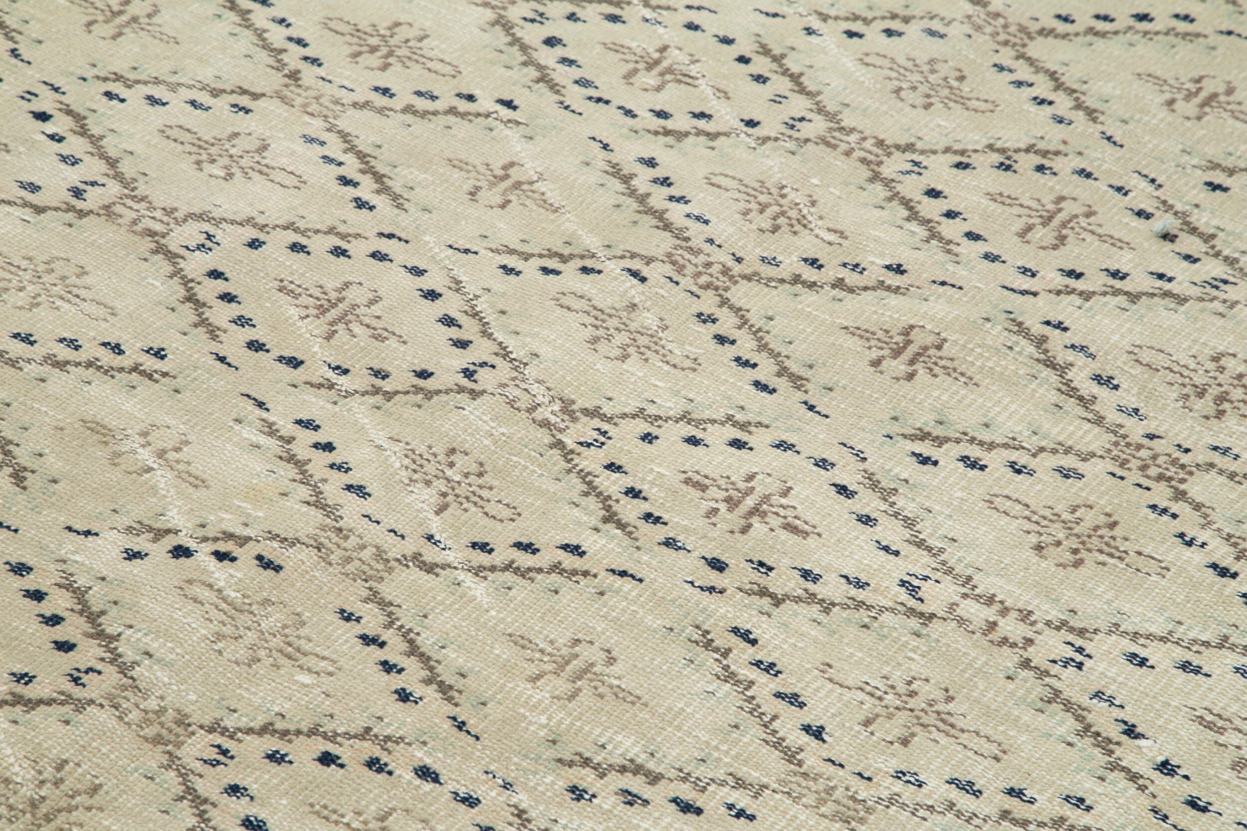 Checkered Kilim Beige Cotton Wool Handmade Area Rug 6'0'' x 10'0''
