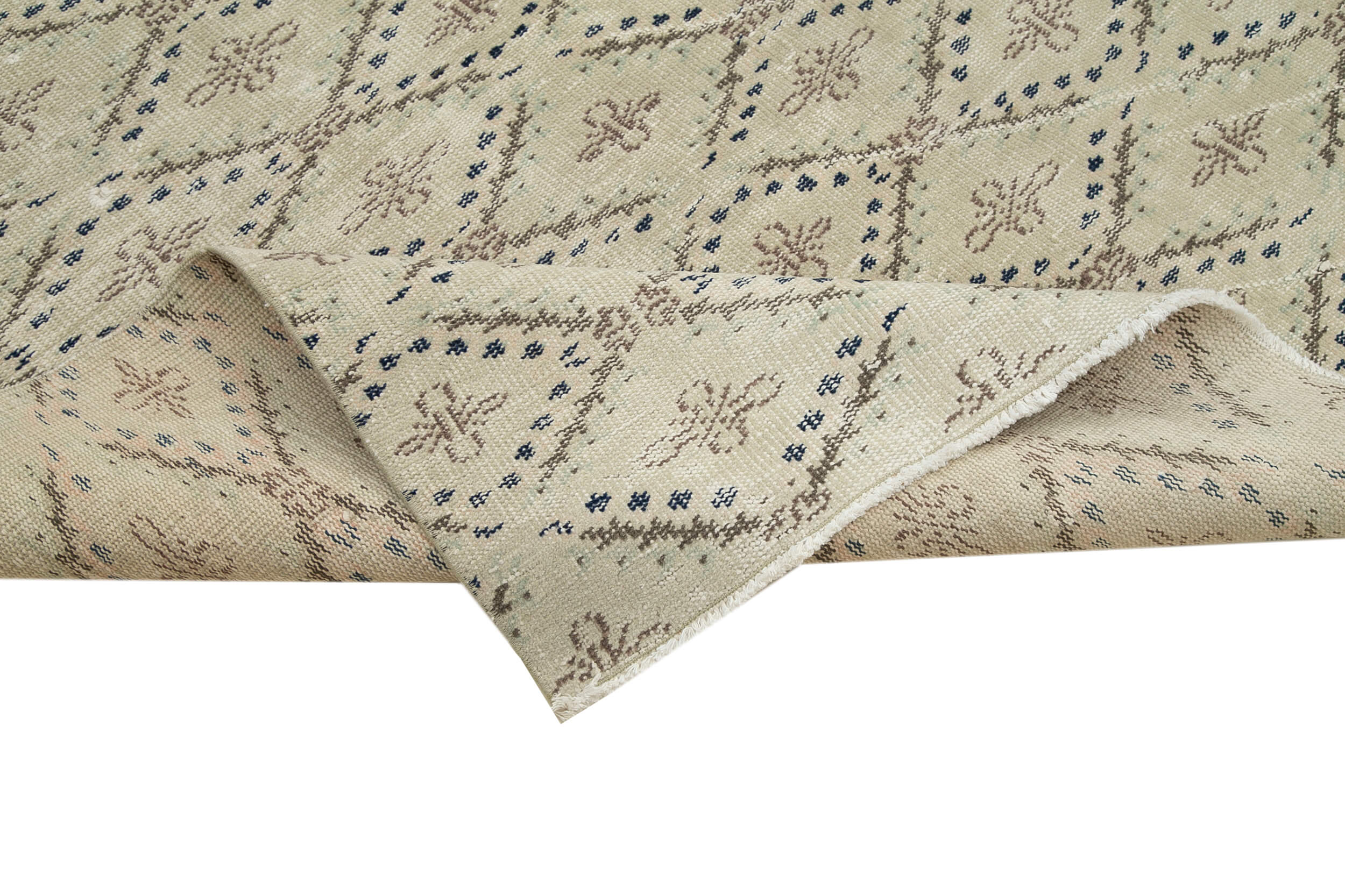 Checkered Kilim Beige Cotton Wool Handmade Area Rug 6'0'' x 10'0''