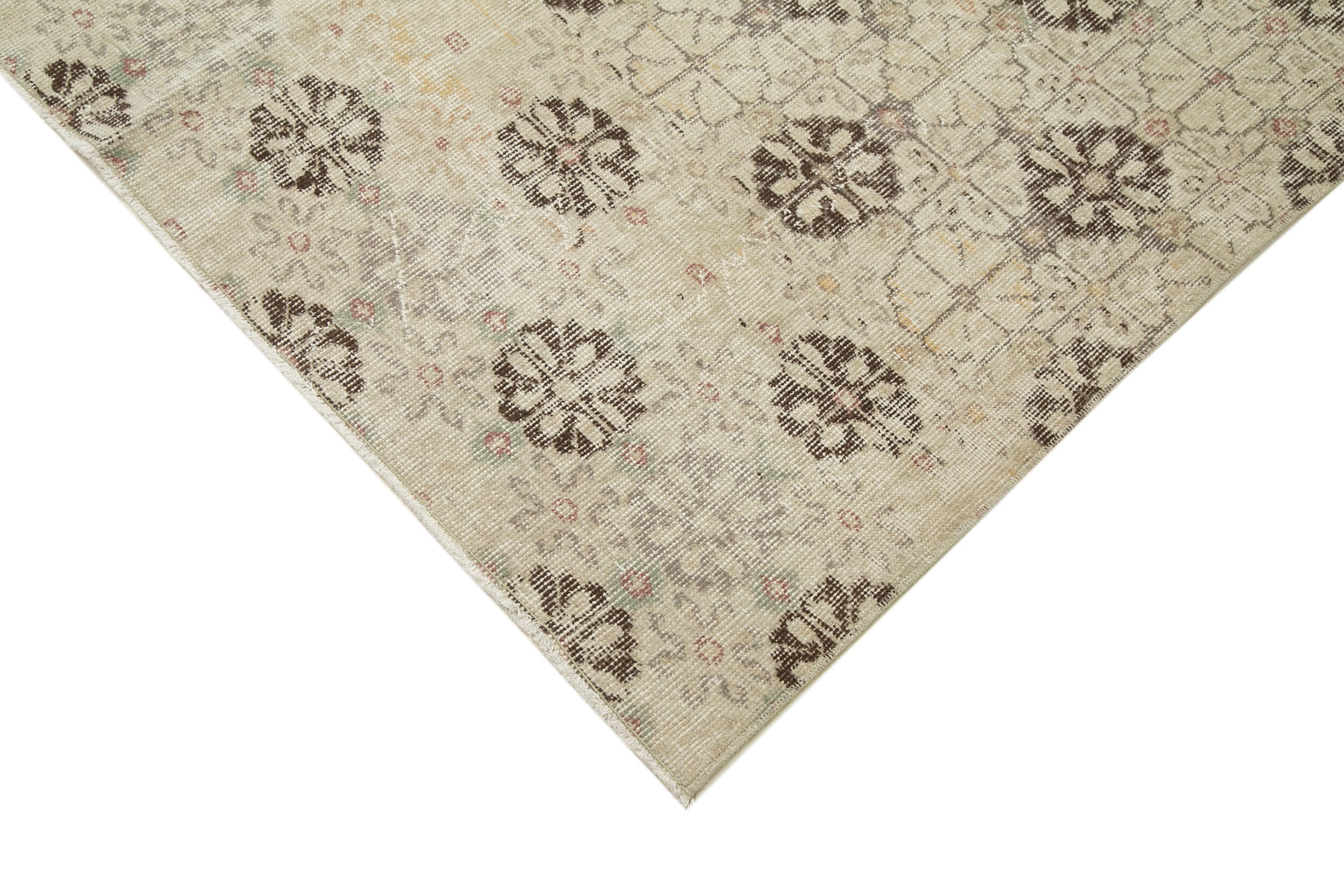 Handmade Area Rug – Checkered Kilim Rug Beige Cotton Wool Vintage Carpet 5'2"x10'8"