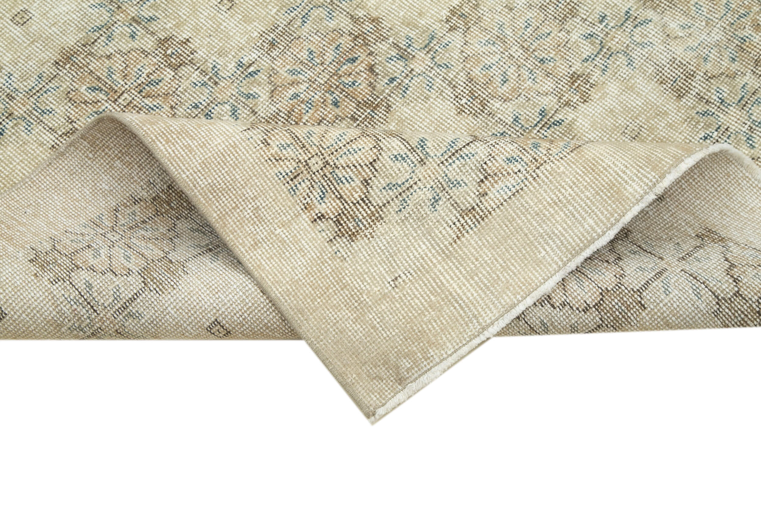 Handmade Wool Area Rug – Beige Checkered Kilim Cotton Wool Rug 6'2''x10'2''