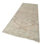 Handmade Area Rug - Checkered Runner Rug 3'9''x10'4'' | Cotton Wool Soft Carpet
