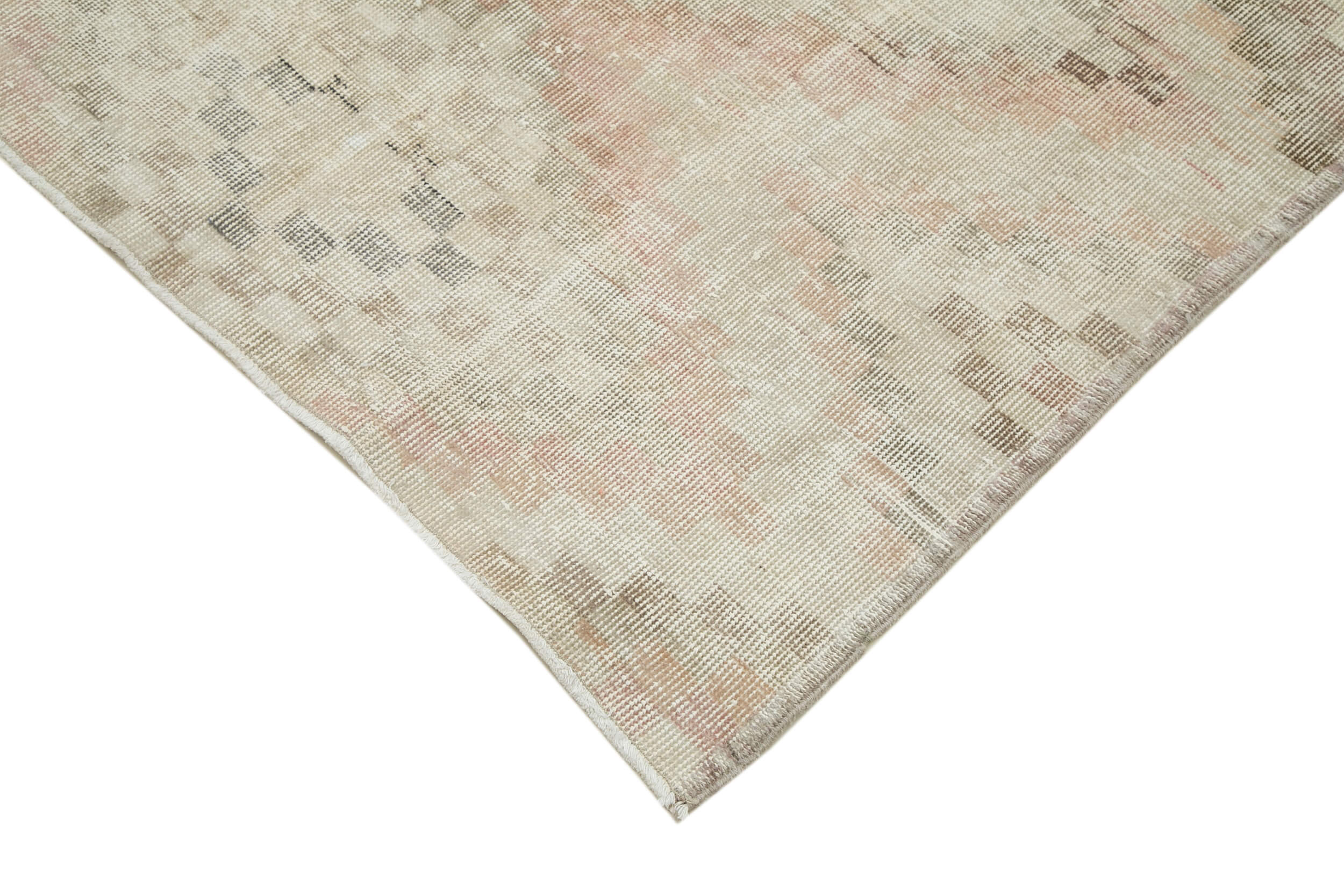 Handmade Area Rug - Checkered Runner Rug 3'9''x10'4'' | Cotton Wool Soft Carpet