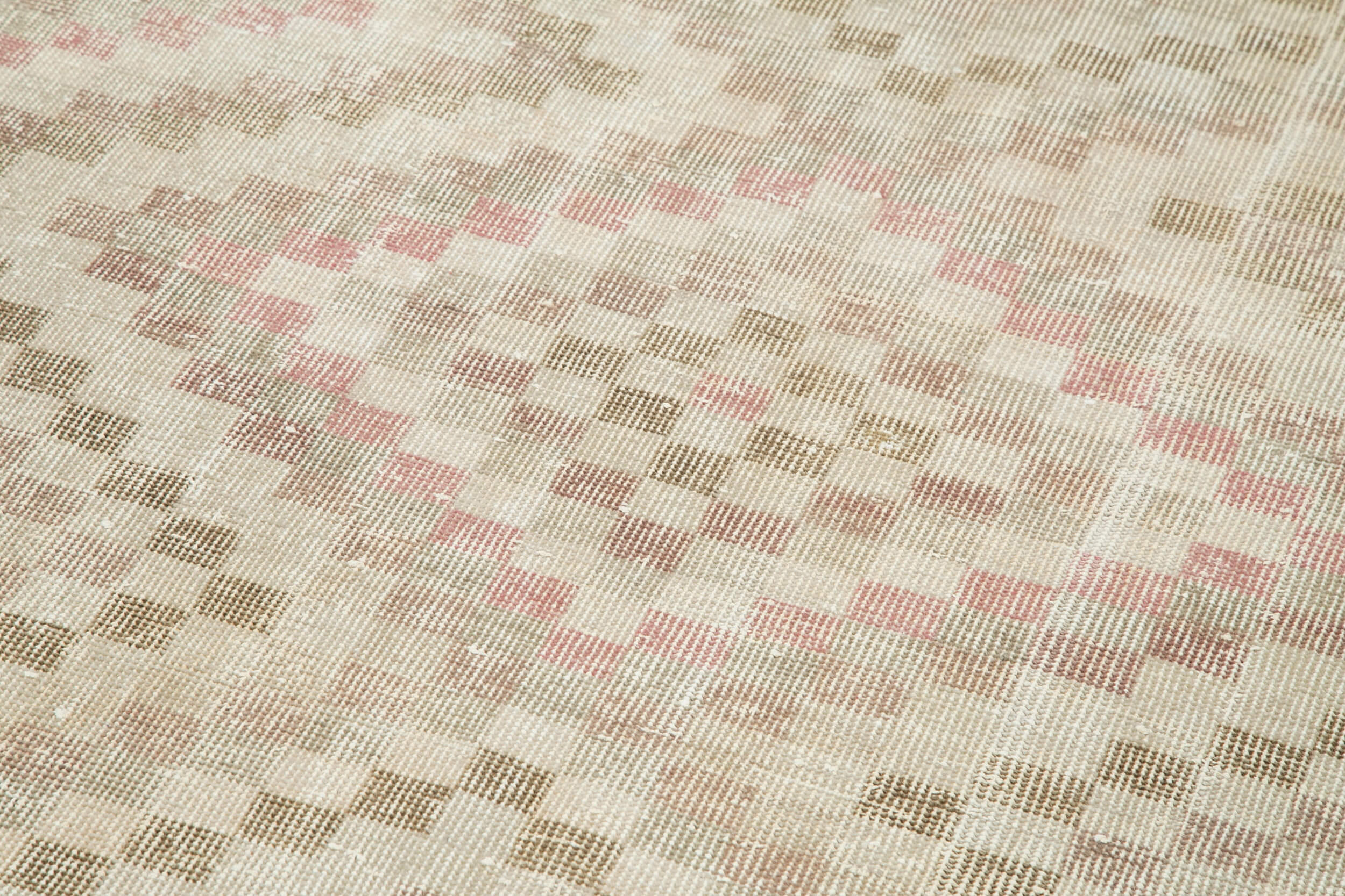Handmade Area Rug - Checkered Runner Rug 3'9''x10'4'' | Cotton Wool Soft Carpet