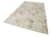 Handmade Area Rug - Checkered Kilim Beige Cotton Wool Flat Weave Carpet 6'x10'4''
