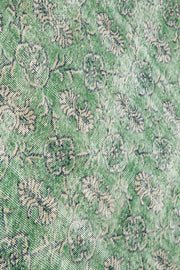 Handmade Area Rug – Checkered Kilim Green Cotton Wool 6x10 Vintage Carpet