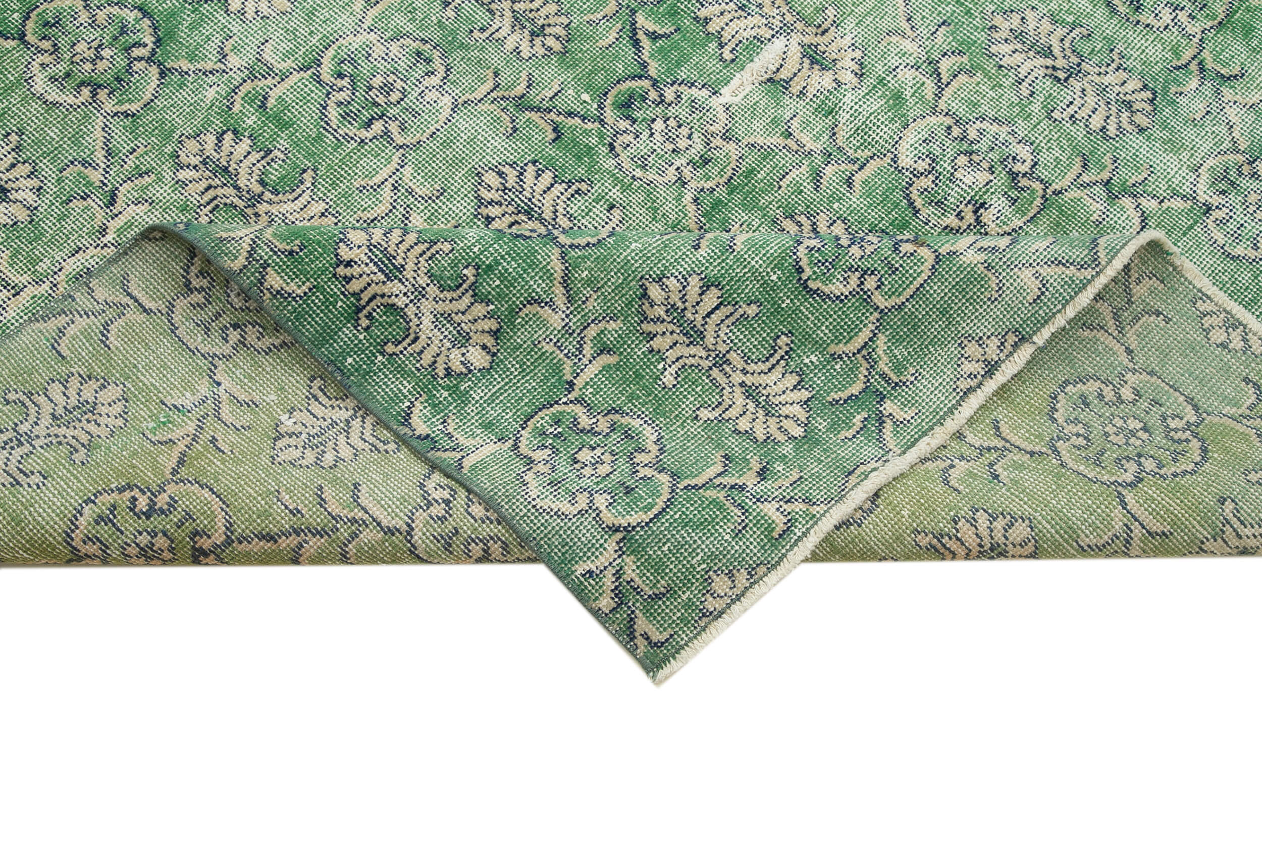 Handmade Area Rug – Checkered Kilim Green Cotton Wool 6x10 Vintage Carpet