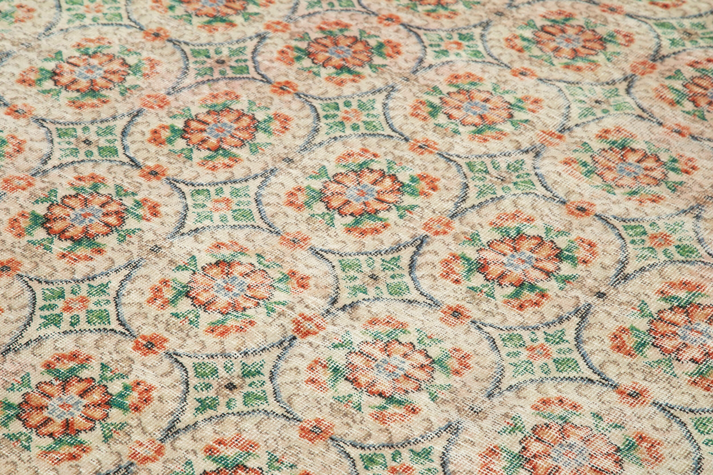 Handmade Area Rug – Checkered Kilim Beige Cotton Wool Rug 6'5''x9'5''