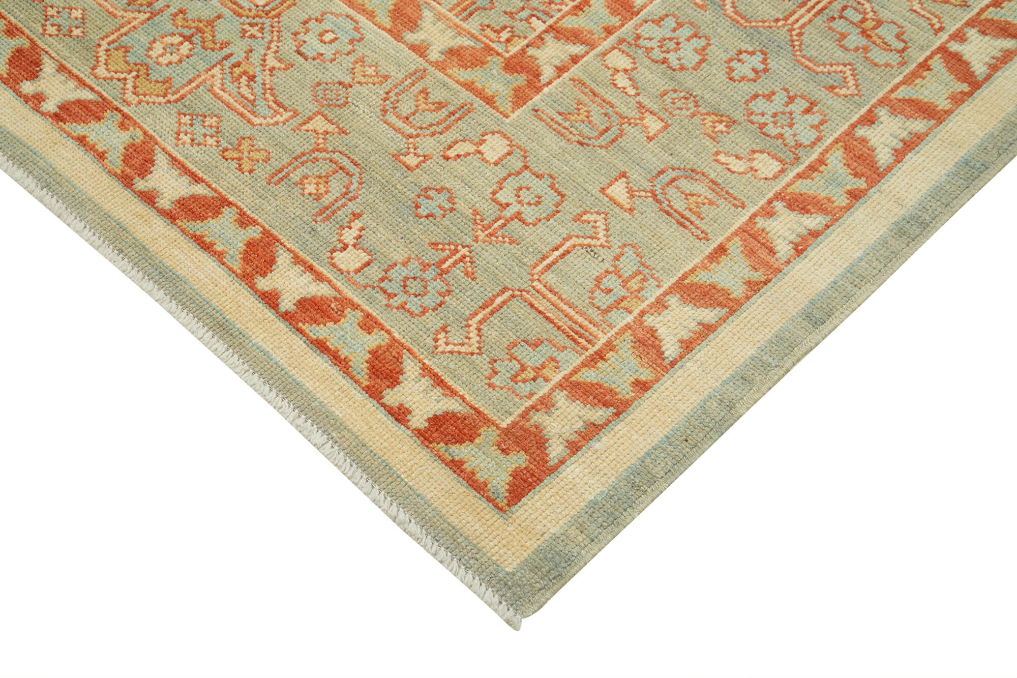 Handmade Wool Area Rug – Classic Green Vintage Turkish Carpet 9'3''x11'11''