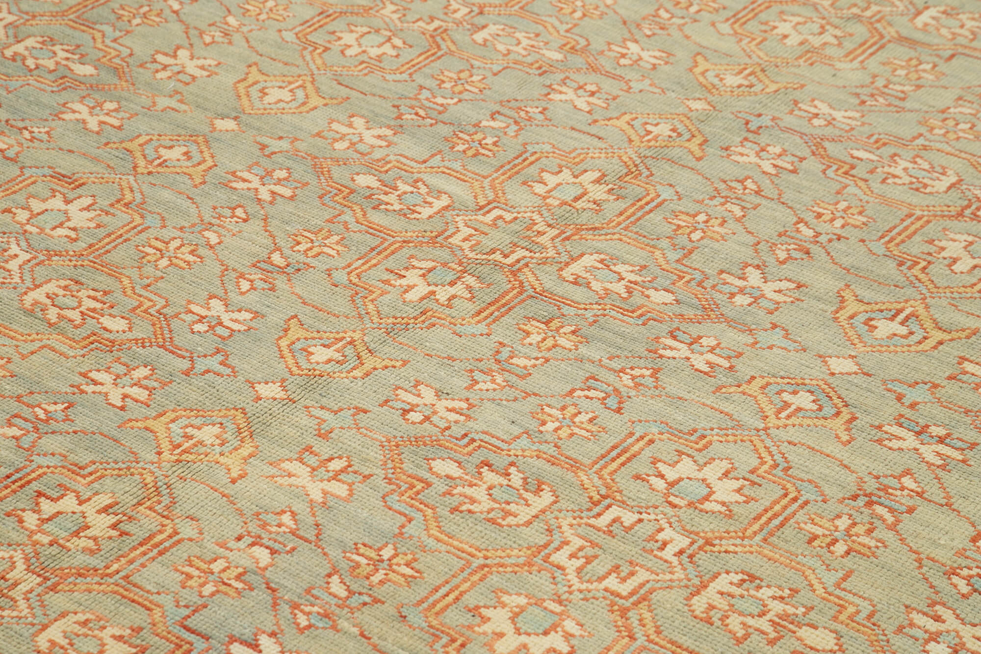 Handmade Wool Area Rug – Classic Green Vintage Turkish Carpet 9'3''x11'11''