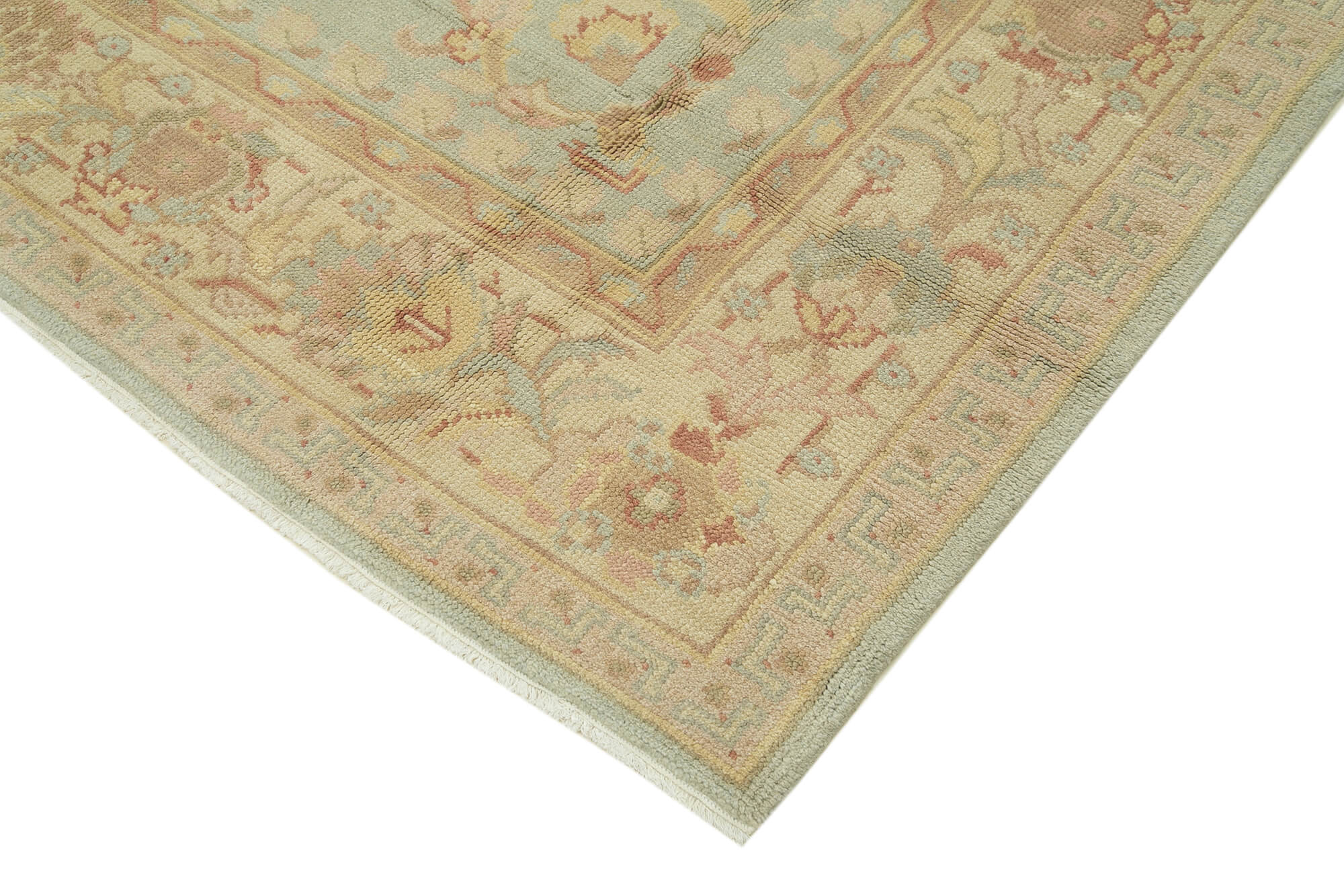 Handmade Wool Area Rug – Tebriz Classic Green 8x10 Cotton Wool Carpet