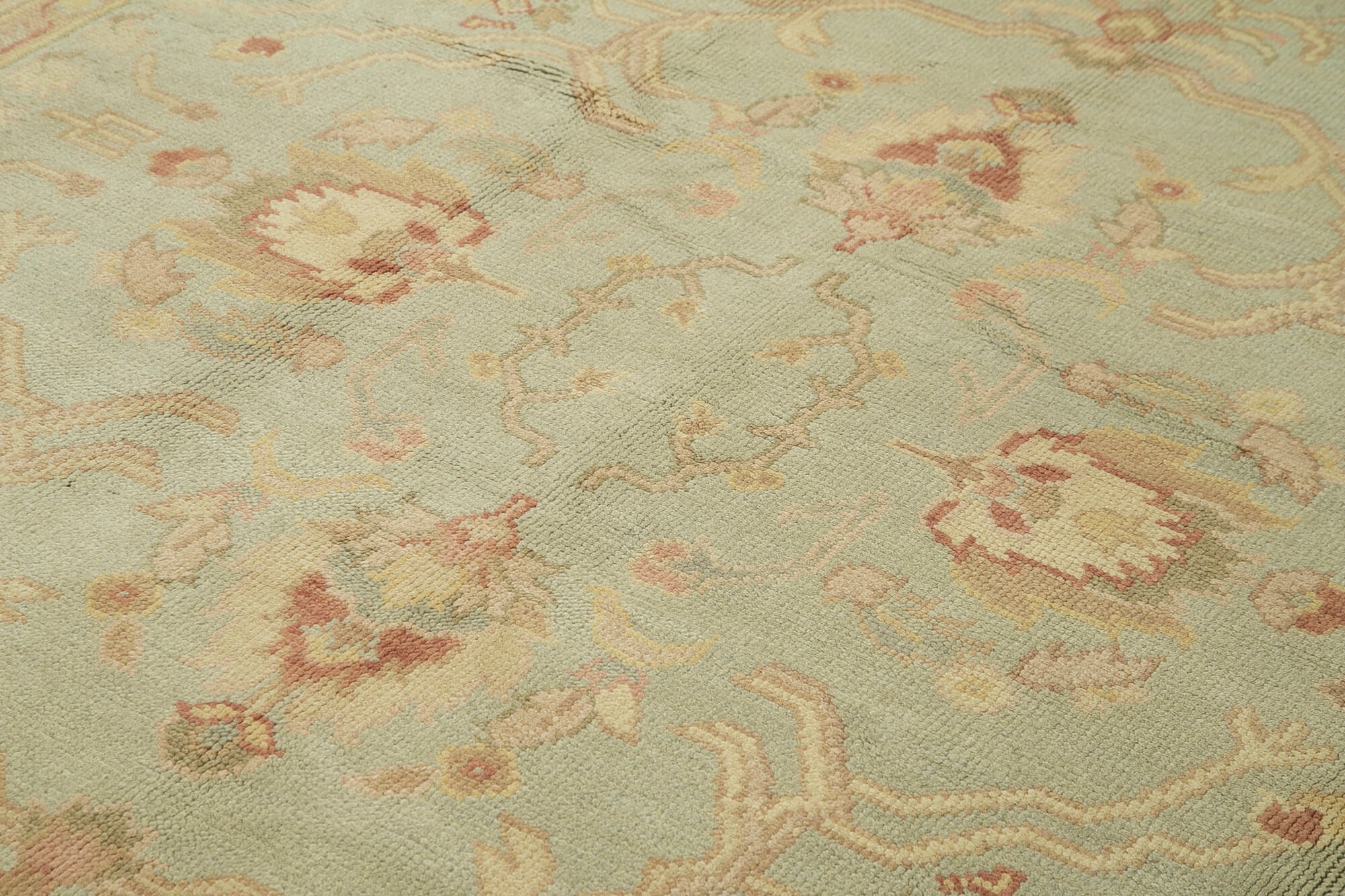Handmade Wool Area Rug – Tebriz Classic Green 8x10 Cotton Wool Carpet