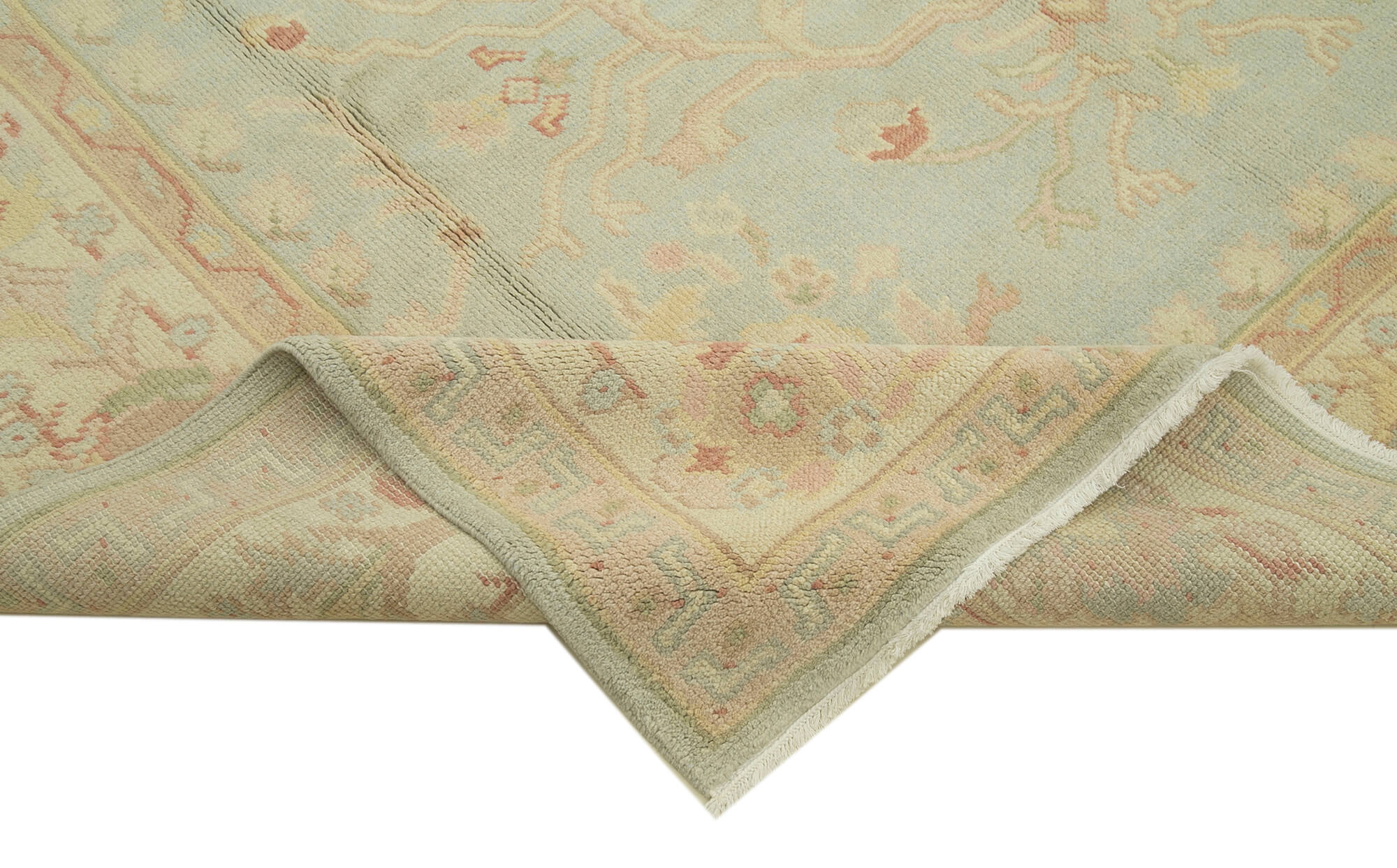 Handmade Wool Area Rug – Tebriz Classic Green 8x10 Cotton Wool Carpet