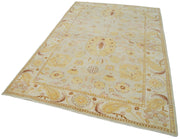 Handmade Wool Area Rug – Tebriz Beige Classic Cotton Rug 5'8''x8'9'' Durable Turkish Carpet