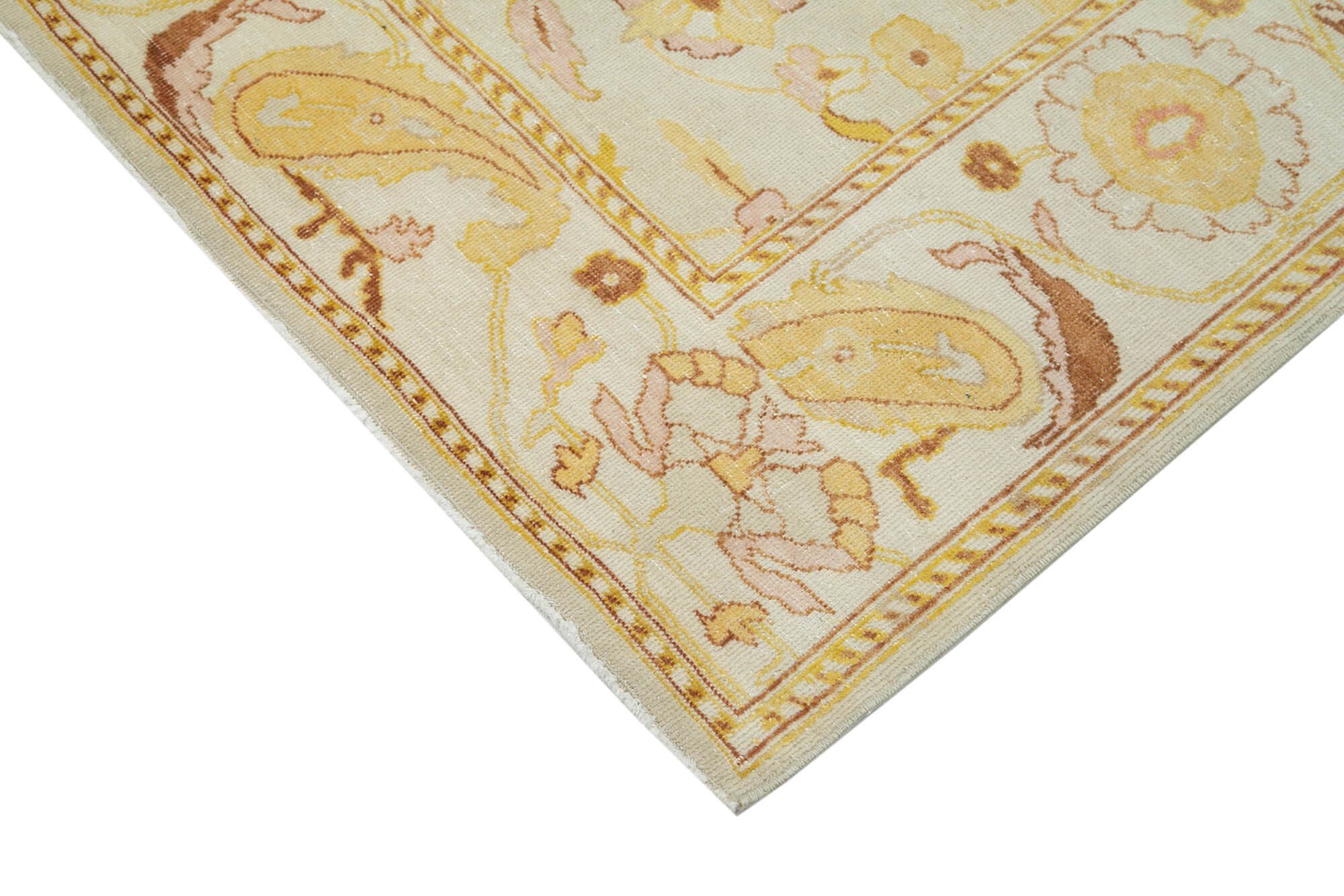 Handmade Wool Area Rug – Tebriz Beige Classic Cotton Rug 5'8''x8'9'' Durable Turkish Carpet