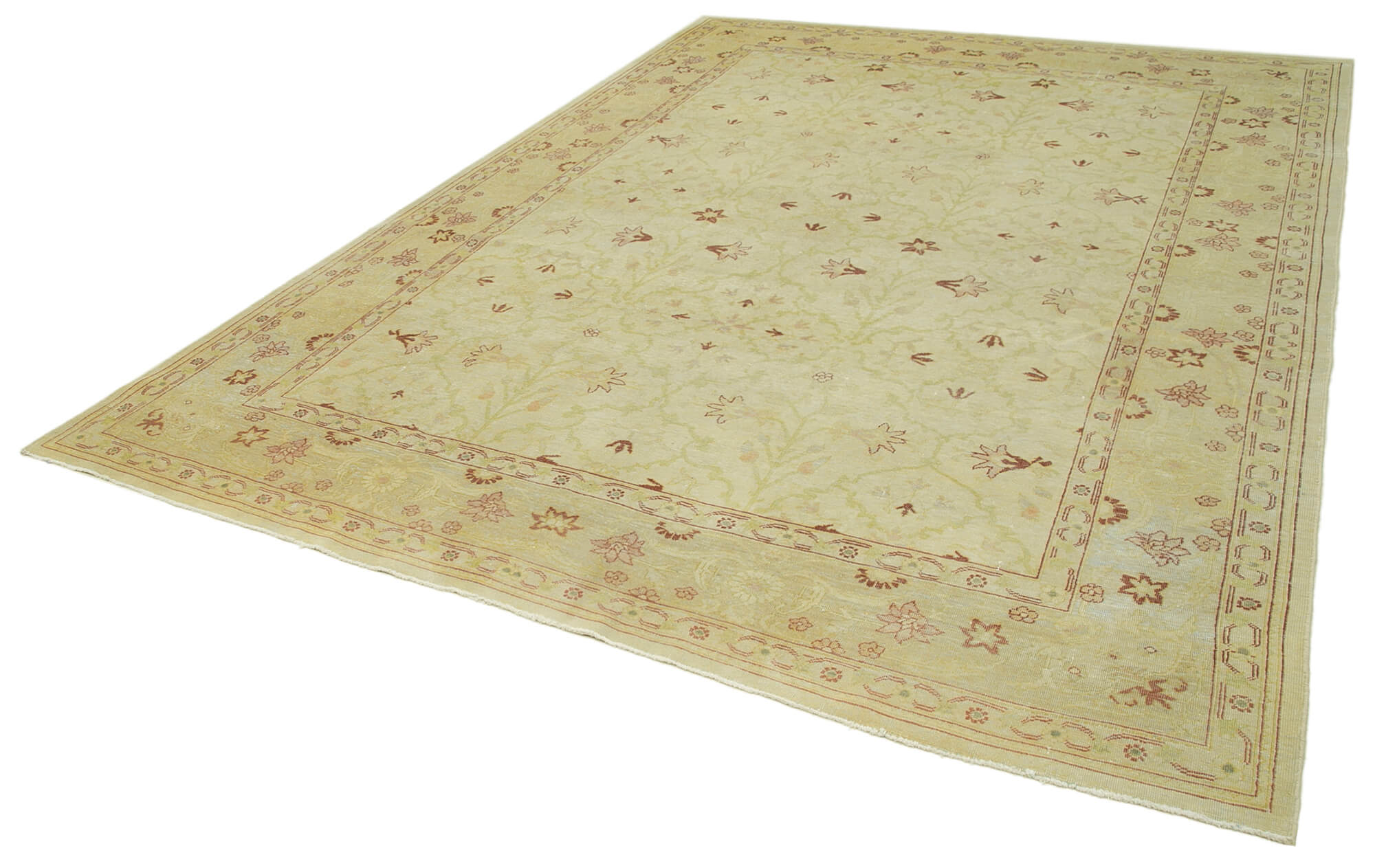 Handmade Wool Area Rug – Tebriz Classic Beige Cotton Wool Rug 8'6''x11'10''