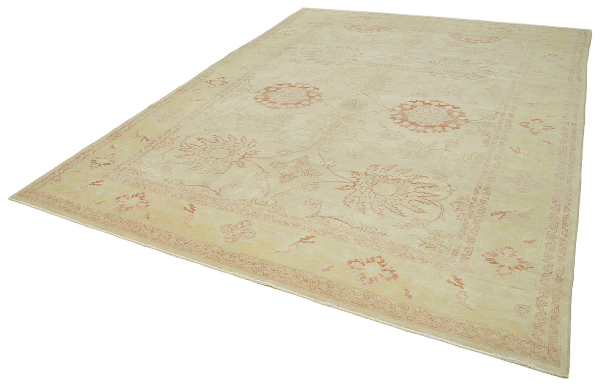 Handmade Wool Area Rug – Tebriz Classic Beige Cotton Wool Rug 8'7''x11'9''