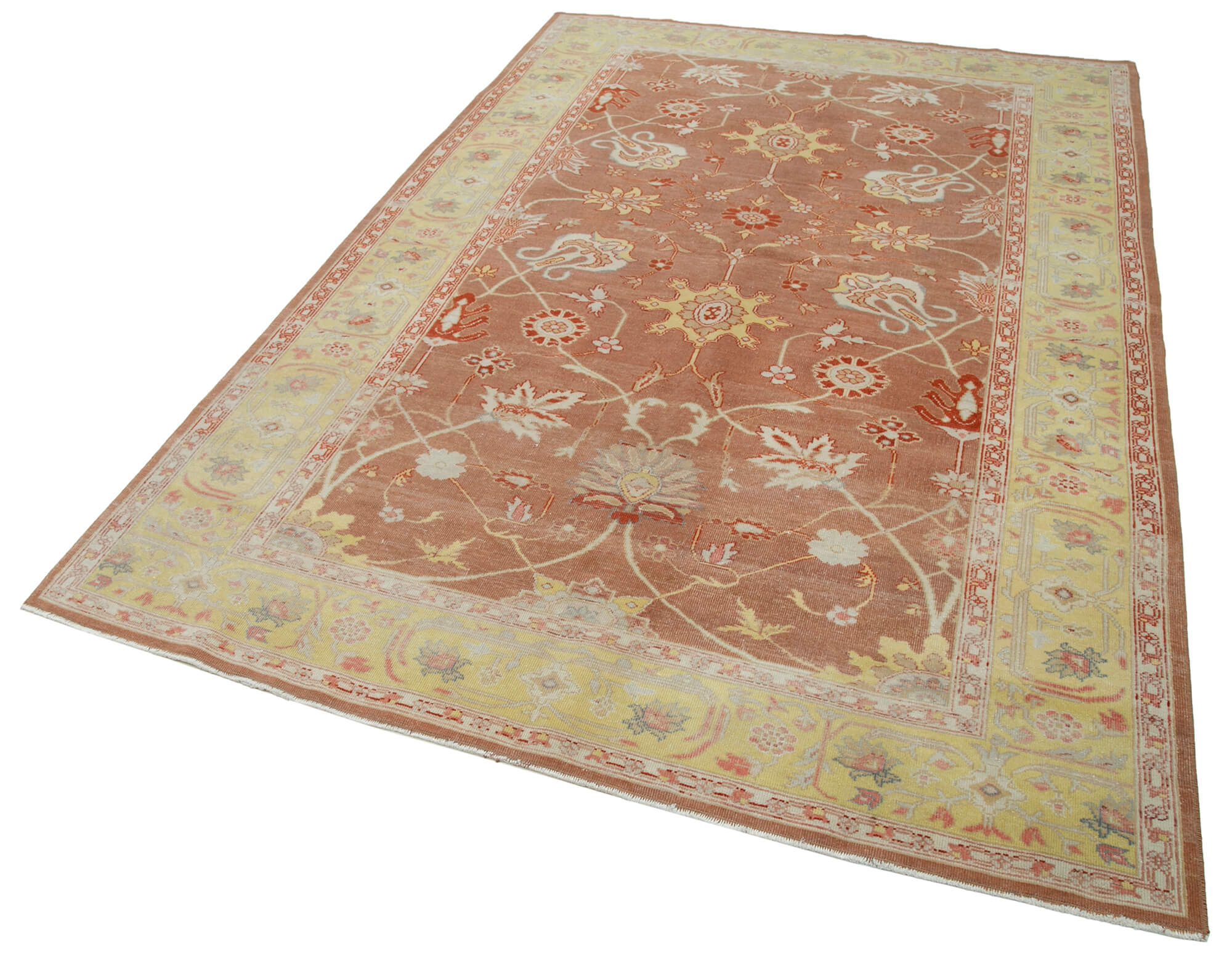 Handmade Wool Area Rug - Tebriz Red Classic Cotton Wool 5x9 Feet Rug