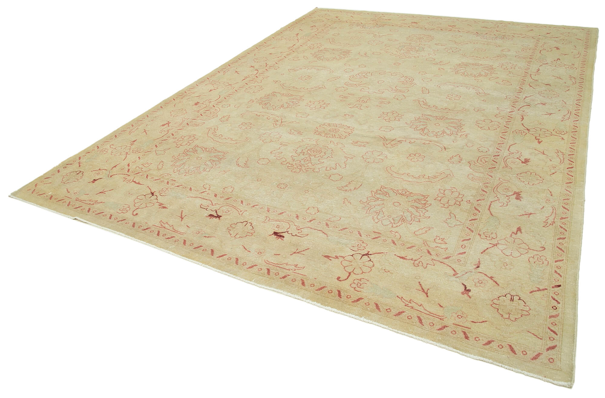 Handmade Wool Area Rug – Classic Cotton Rug Beige Wool Carpet 8'8'' x 11'7''