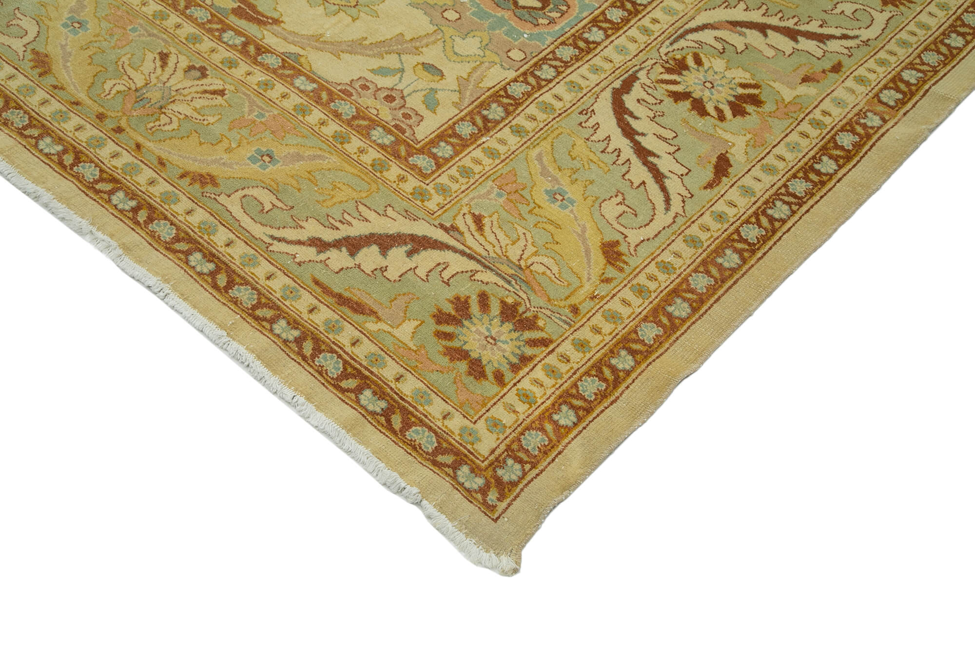 Handmade Wool Area Rug – Tebriz Classic Beige Cotton Wool Carpet 9'8"x11'7"