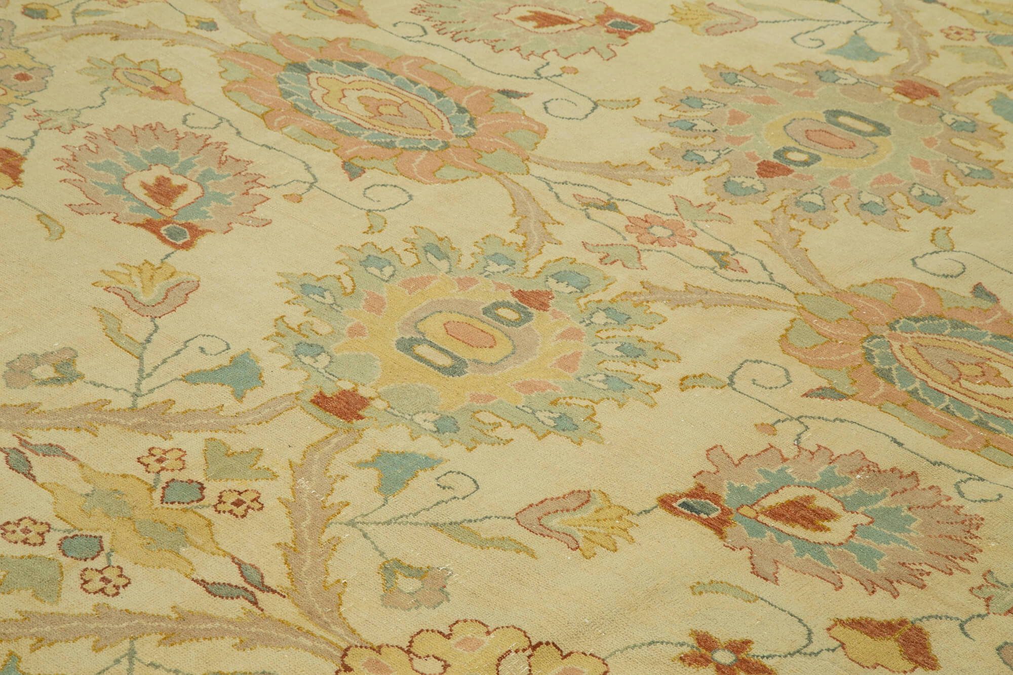 Handmade Wool Area Rug – Tebriz Classic Beige Cotton Wool Carpet 9'8"x11'7"