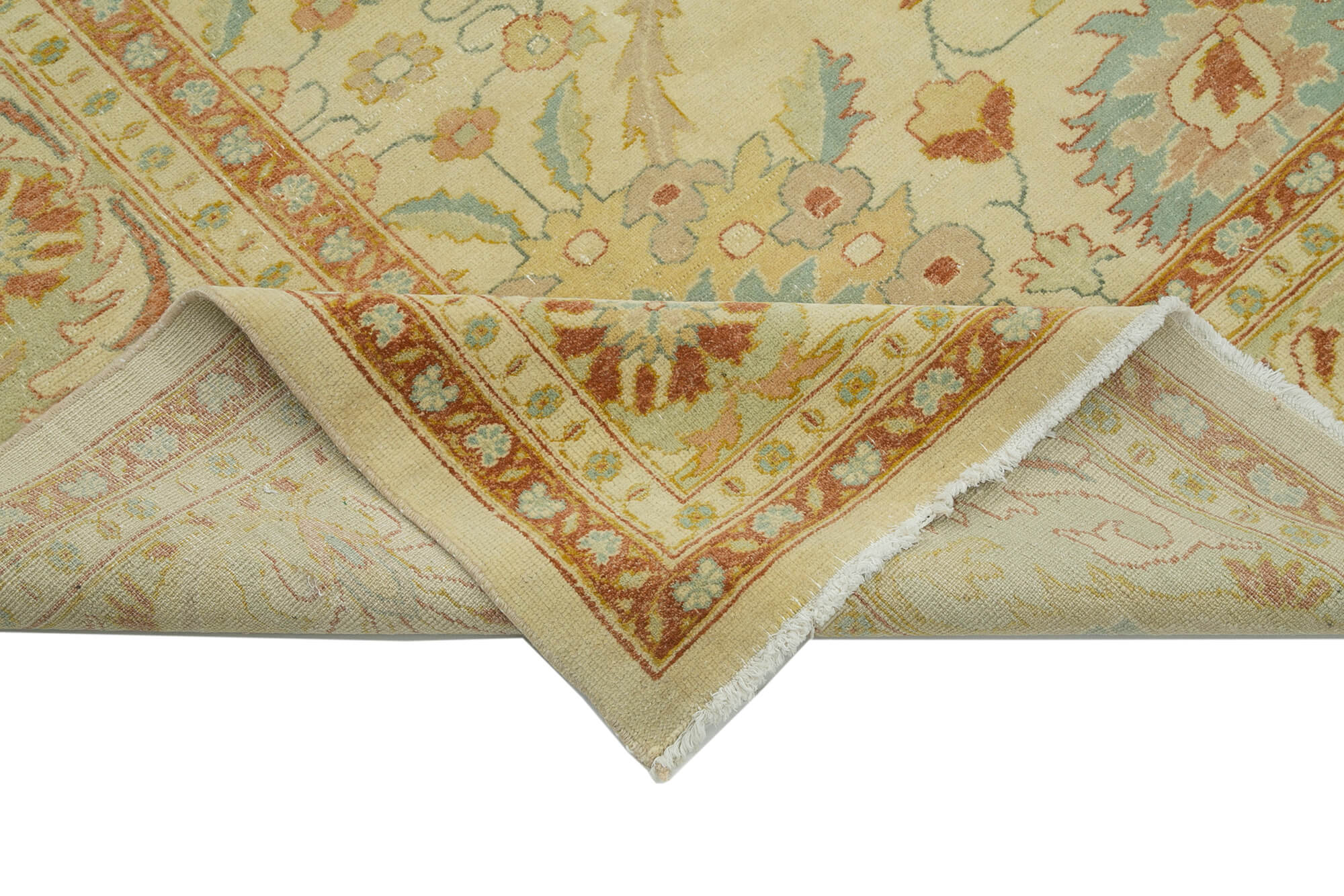 Handmade Wool Area Rug – Tebriz Classic Beige Cotton Wool Carpet 9'8"x11'7"