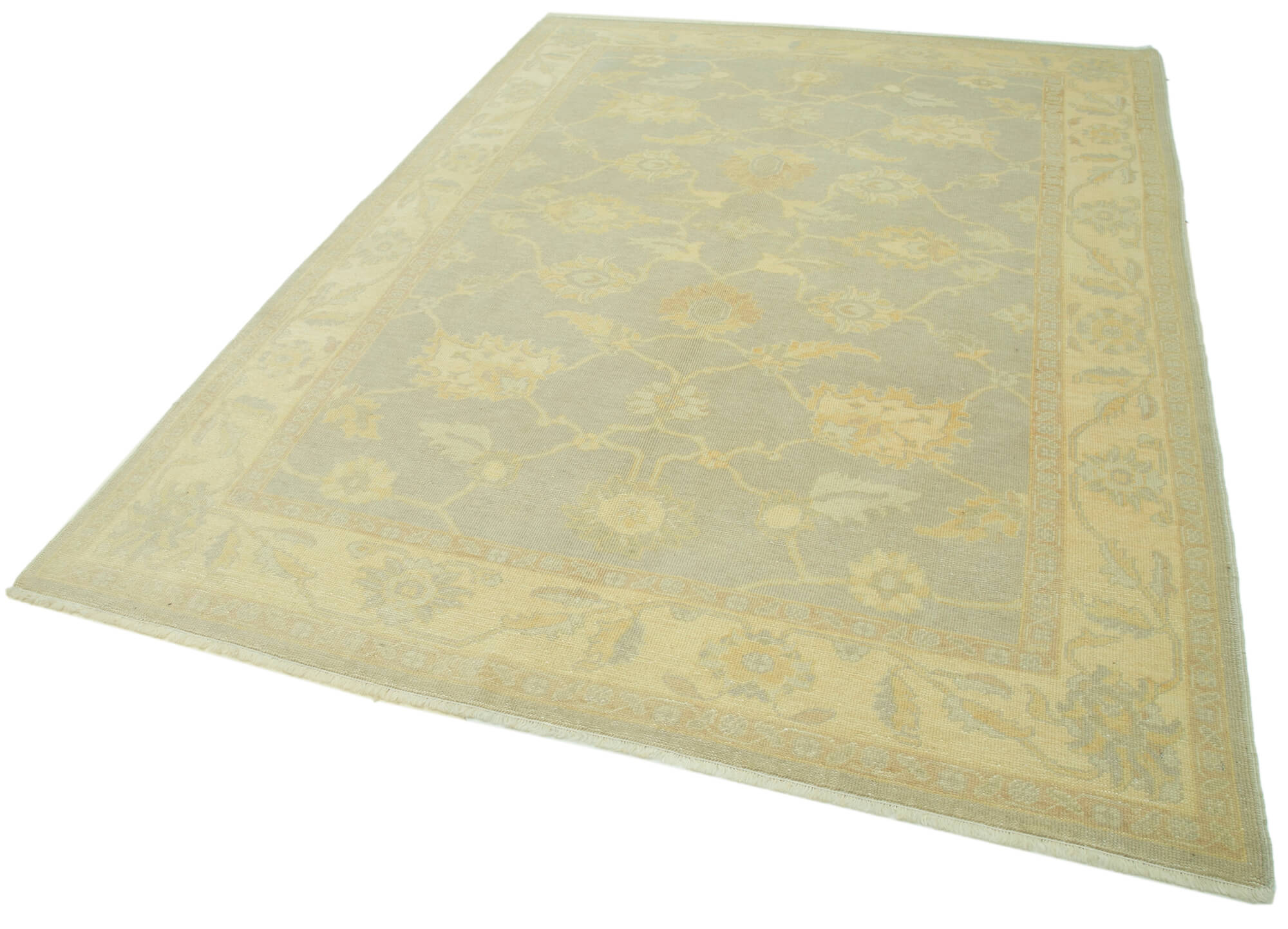 Handmade Wool Area Rug – Classic Beige Cotton Wool Rug 6'1''x8'10'' by Agacan